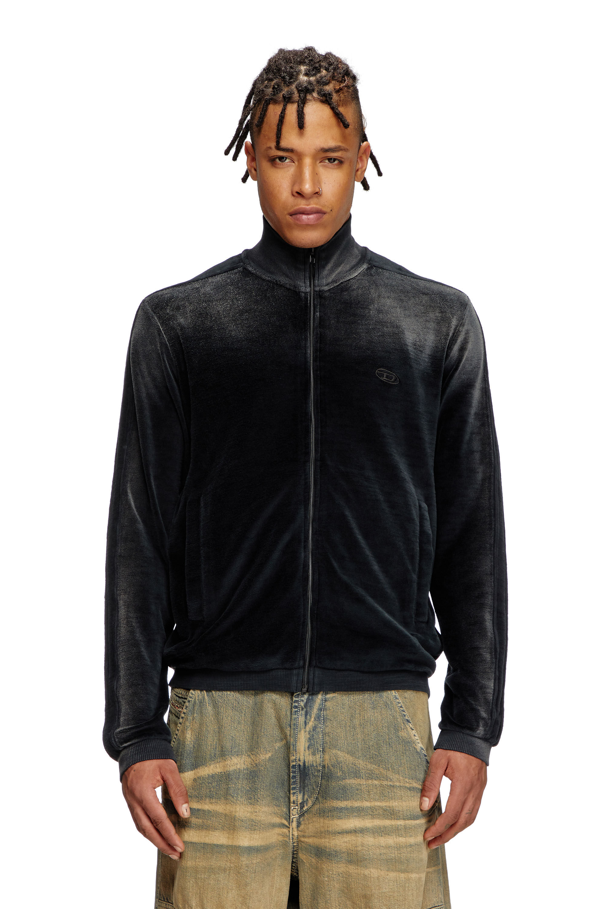【返品?交換対象商品】 Faded Men's velvet Diesel | Black | jacket track トップス
