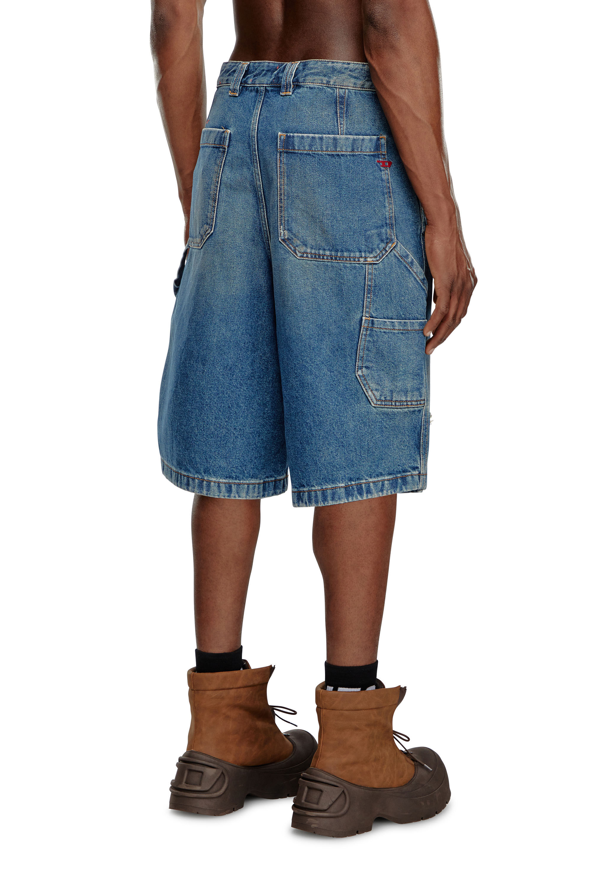 Diesel - D-LIVERY-SHORT, Man's Denim utility shorts with dusty wash in Medium blue - 5