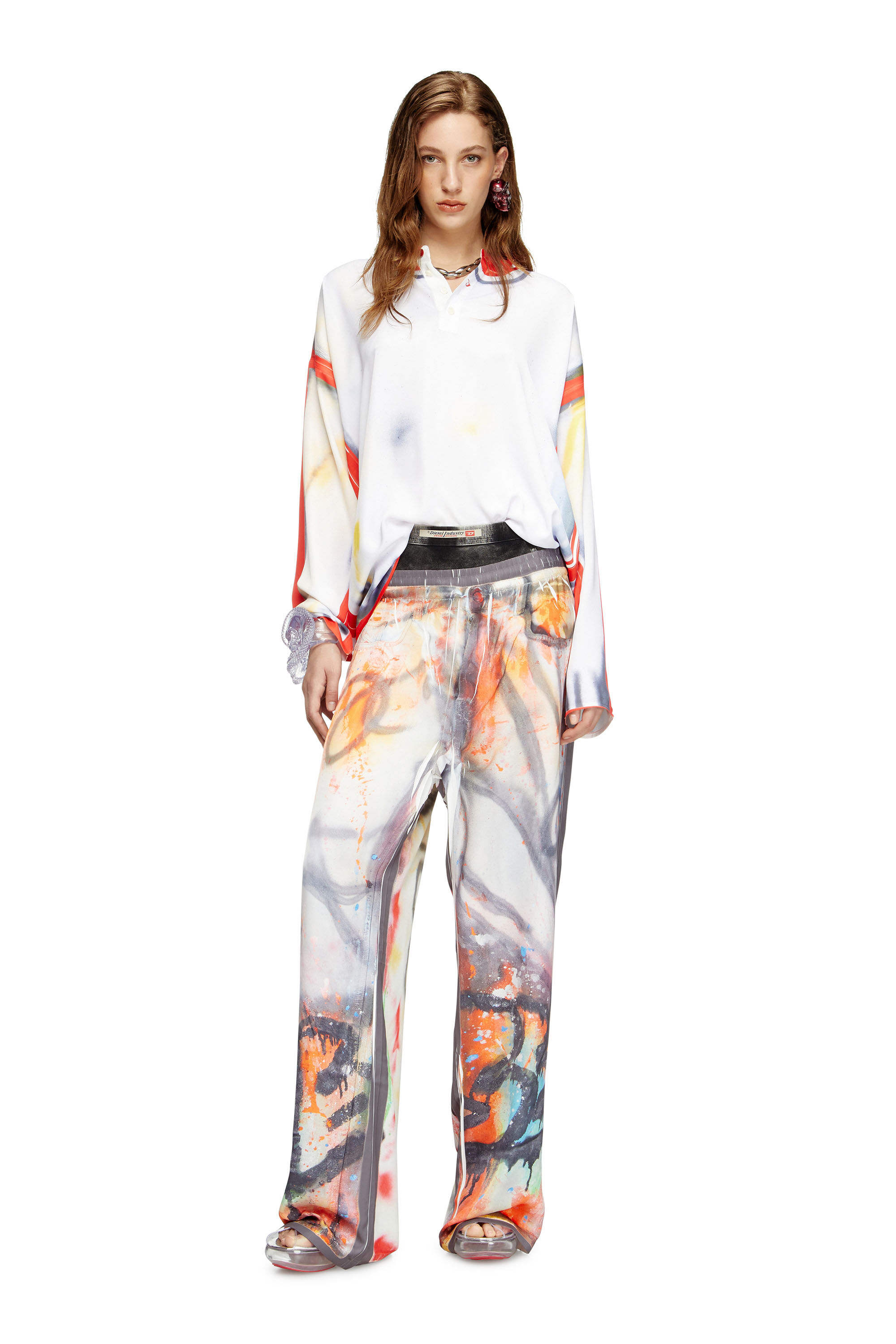 Women's Henley top with graffiti print | Multicolor | Diesel