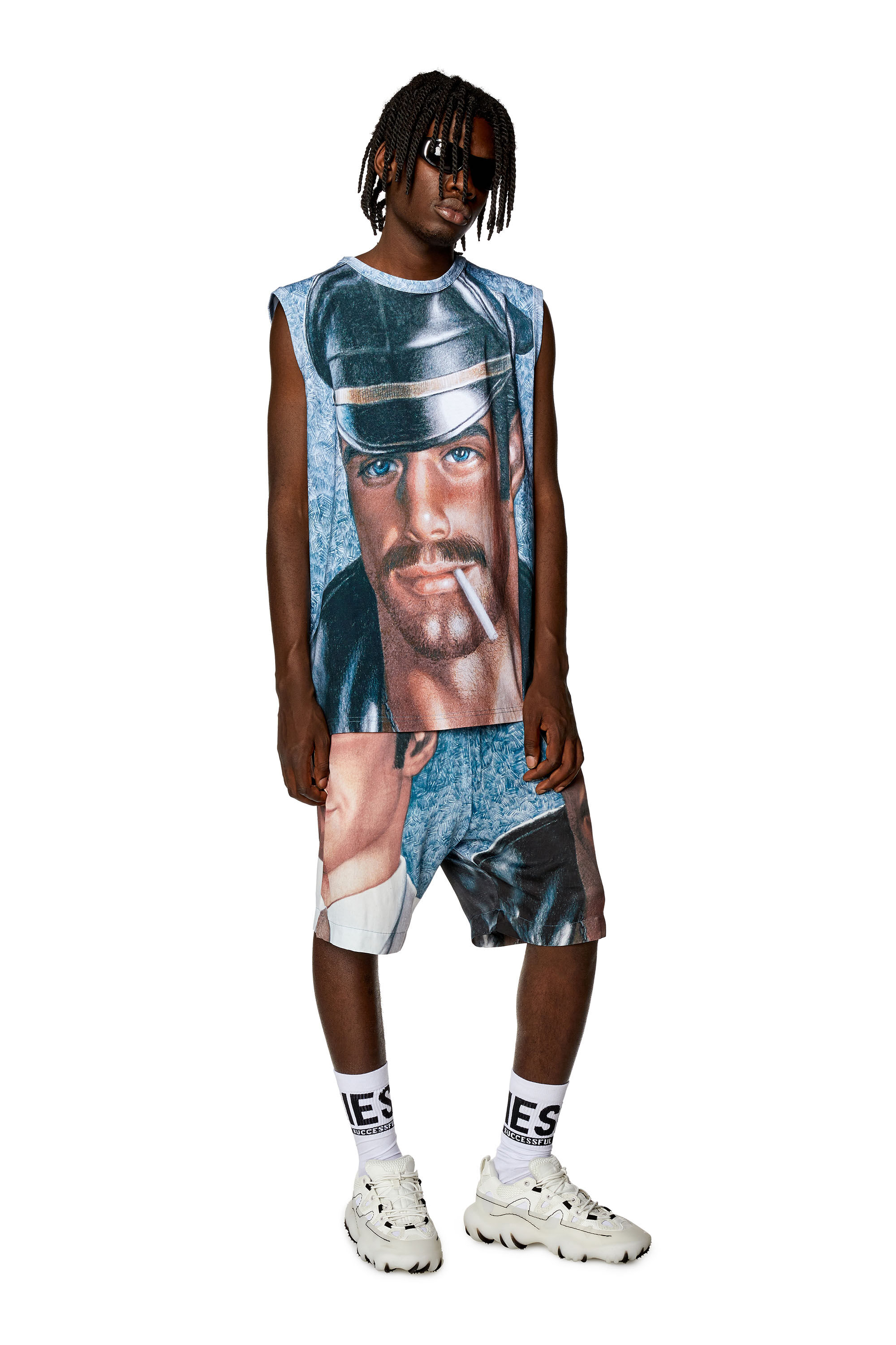Women's Satin shorts with all-over print | Blue | Diesel