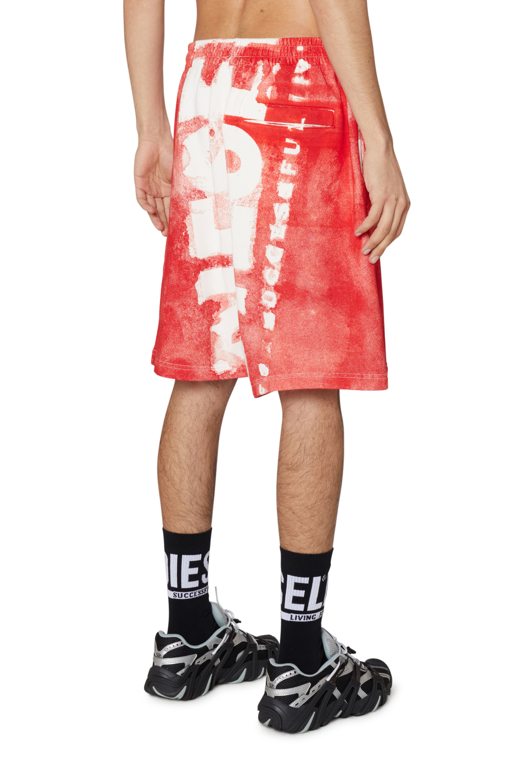Men's Colour bleed Super Logo sweat shorts | Red | Diesel Men's Colour bleed Super Logo sweat shorts | Red | Diesel