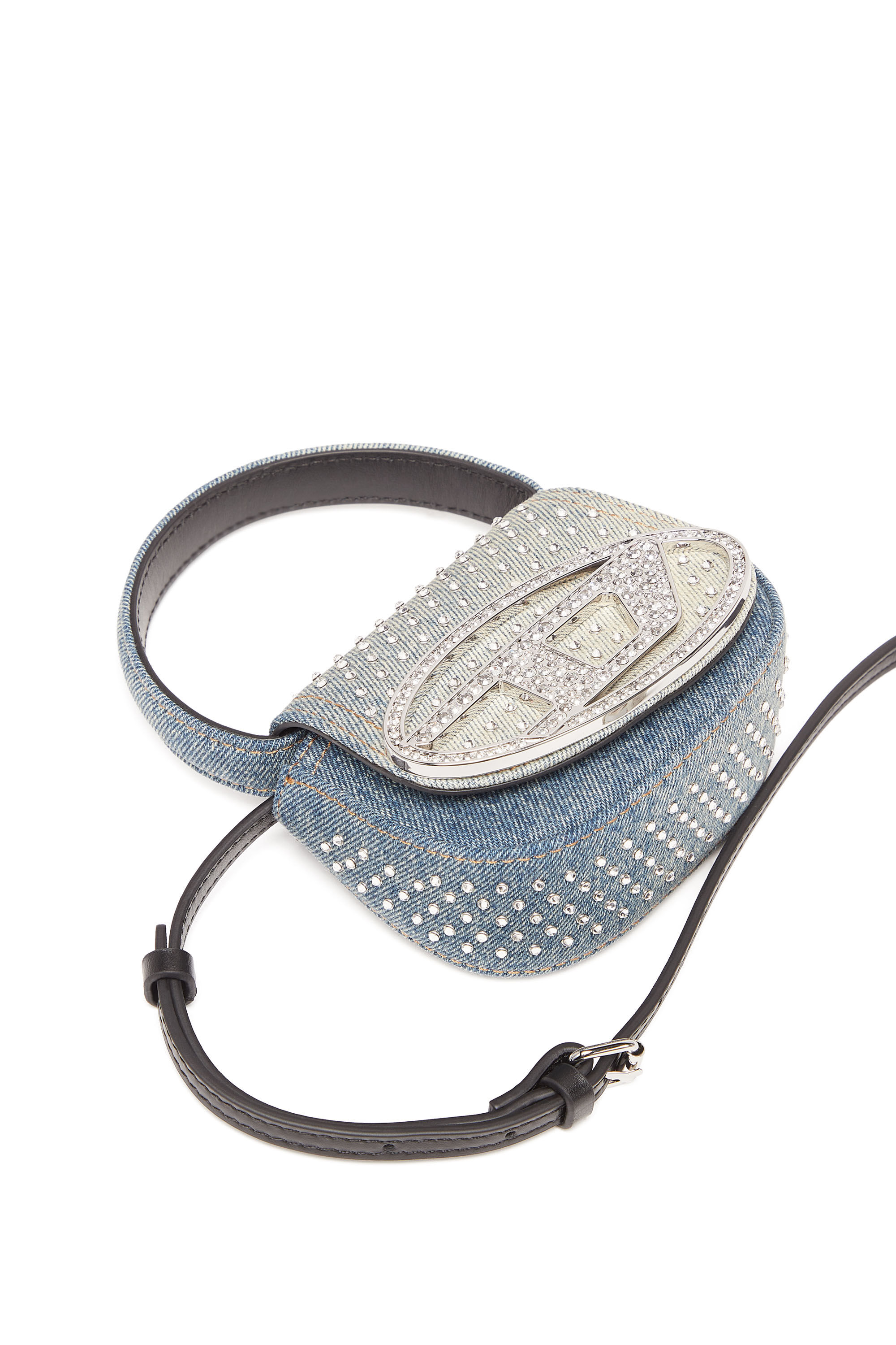 Diesel - 1DR XS, Woman 1DR XS - Iconic mini bag in denim and crystals in Blue - Image 5