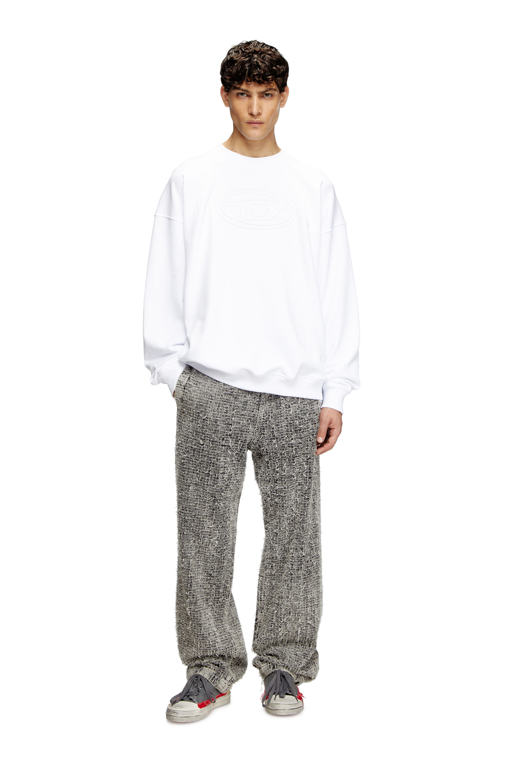 Diesel - S-MART-BIGOVAL, Sudadera con Oval D en relieve Hombre in Blanco - 1