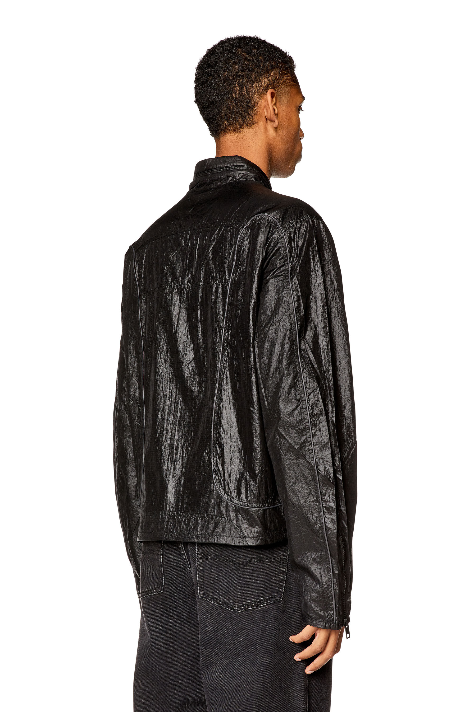 Men's Nylon jacket with contrast detailing | Black | Diesel