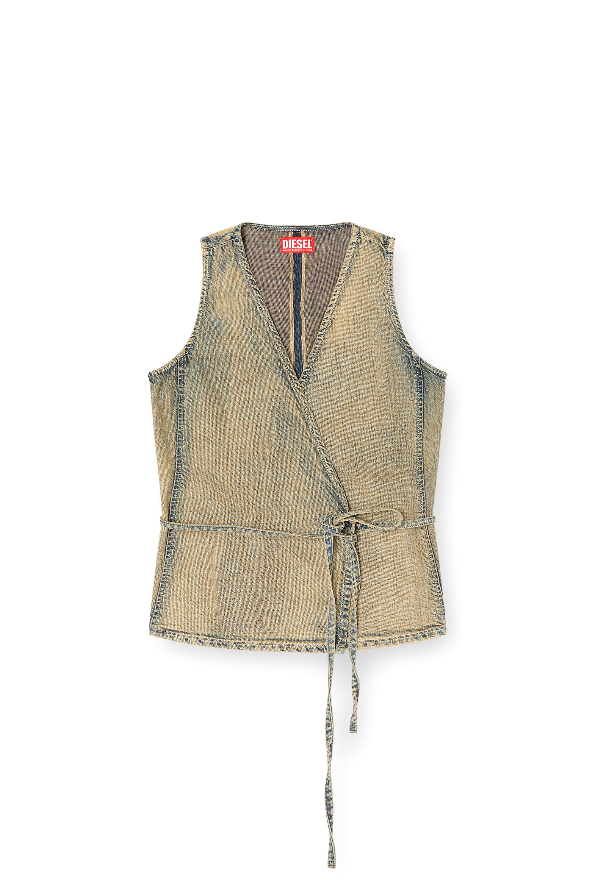 Women's Vest in tailoring pinstripe denim | Grey | Diesel