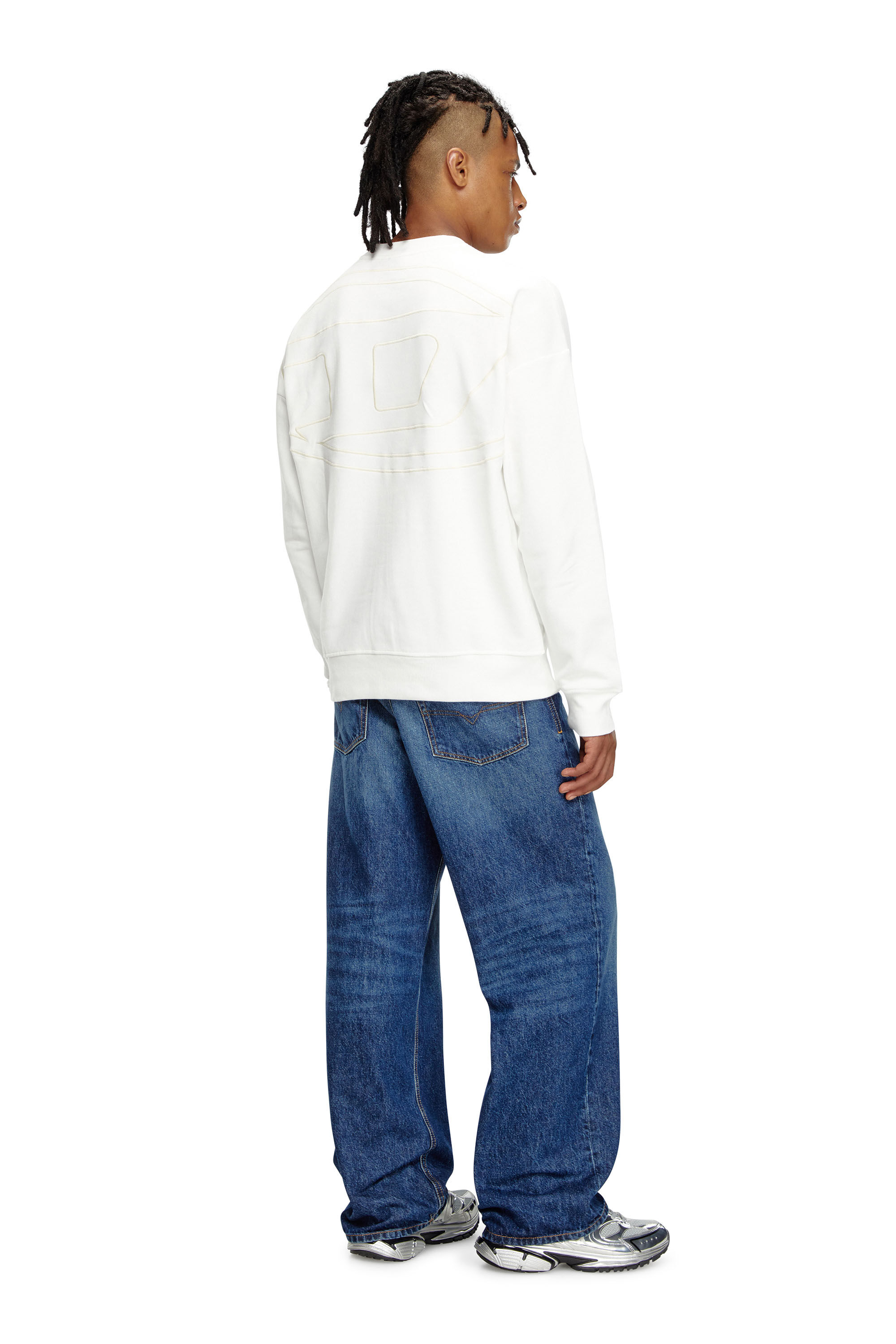 Diesel - S-ROB-MEGOVAL, Man's Sweatshirt with back maxi D logo in White - 1