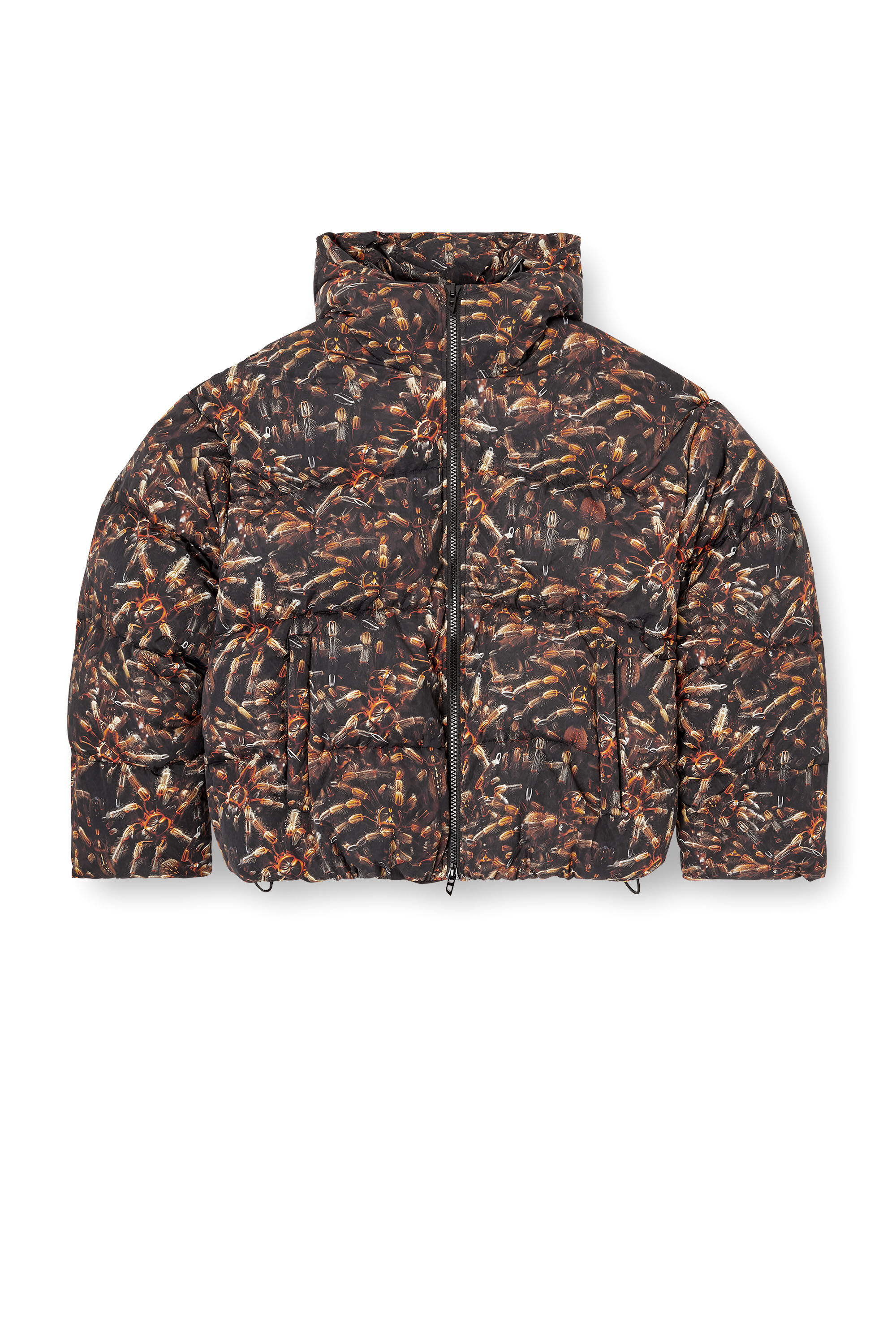 Diesel - W-SPIDER, Man's Hooded puffer jacket with spider print in null - 2