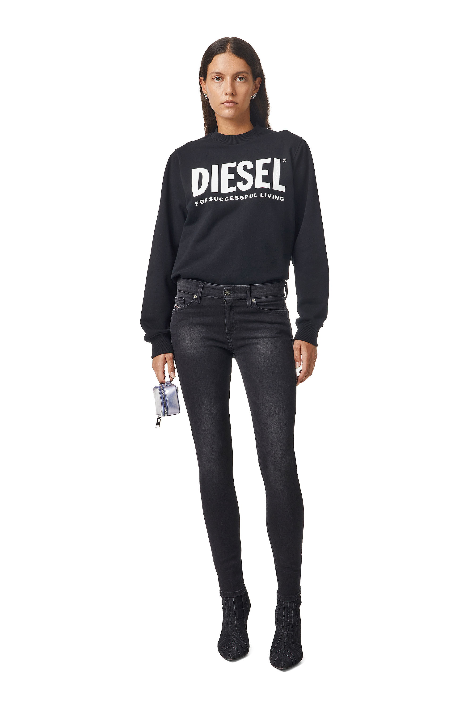 Diesel - 2017 SLANDY 069JW Super skinny Jeans, Black/Dark Grey - Image 1