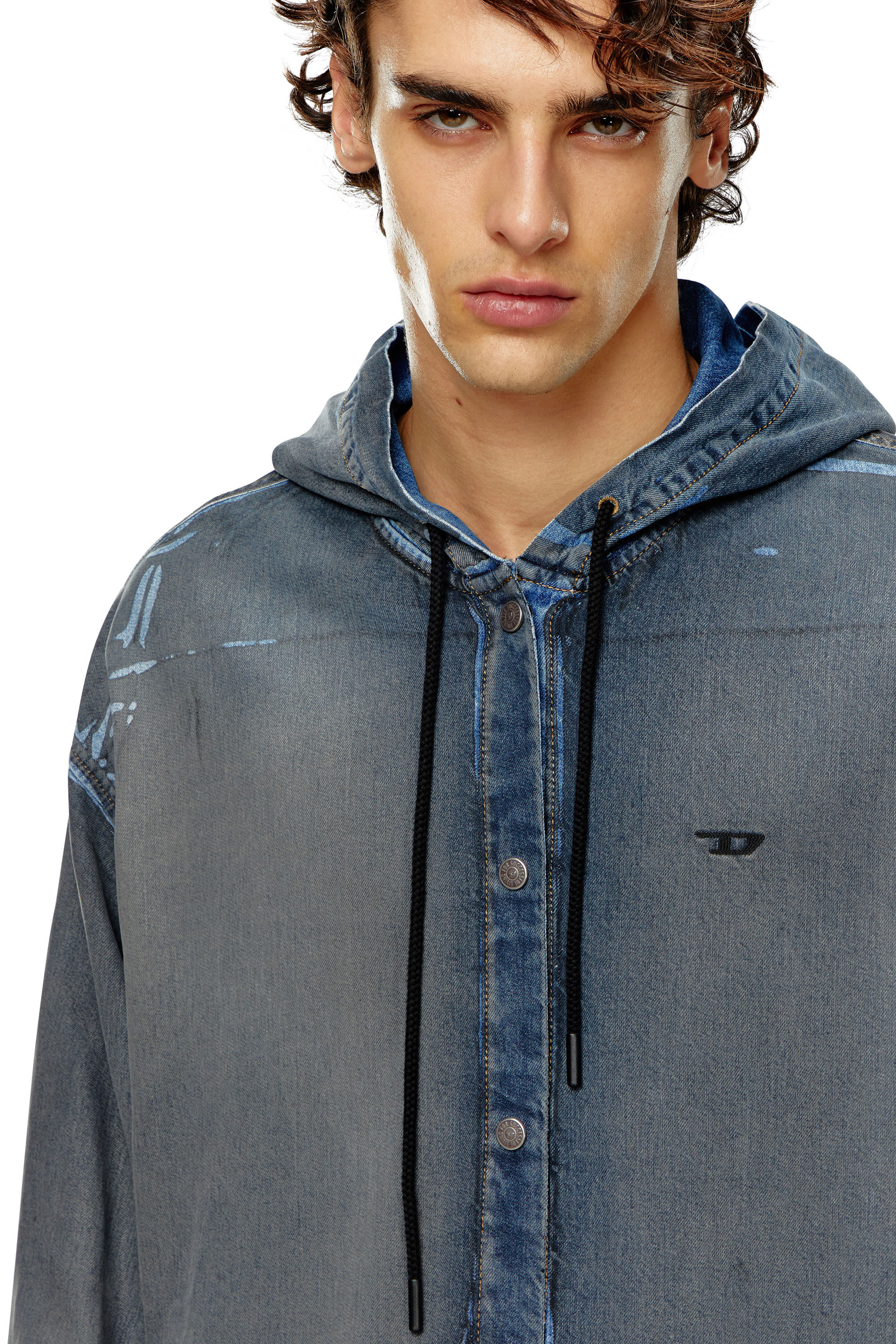 出産祝いなども豊富 Hybrid Men's shirt Diesel | Blue | denim coated worn-effect in トップス