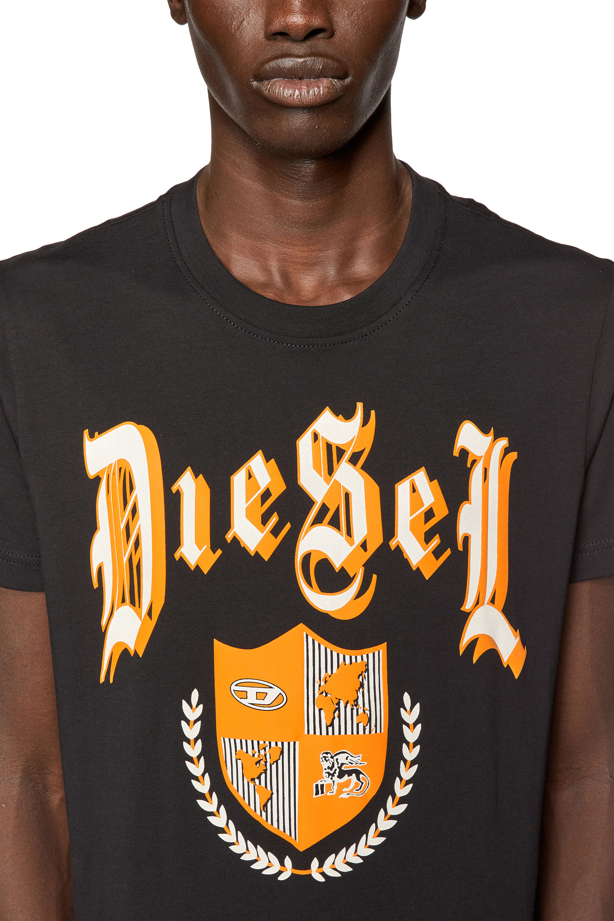 Diesel - T-DIEGOR-K62, Man's T-shirt with Diesel shield print in Black - 4