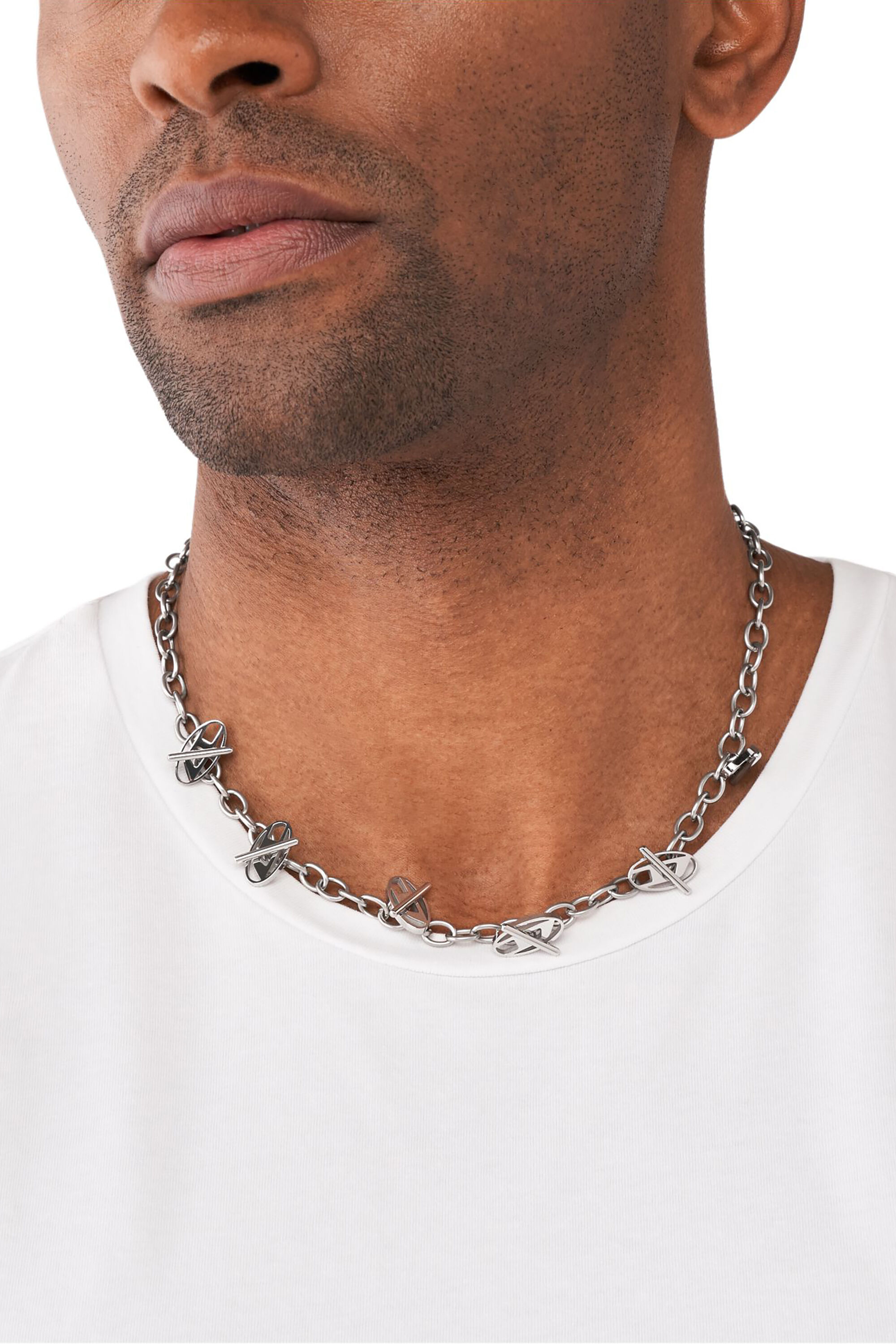 Women's Oval D Logo Chain Necklace | Silver | Diesel