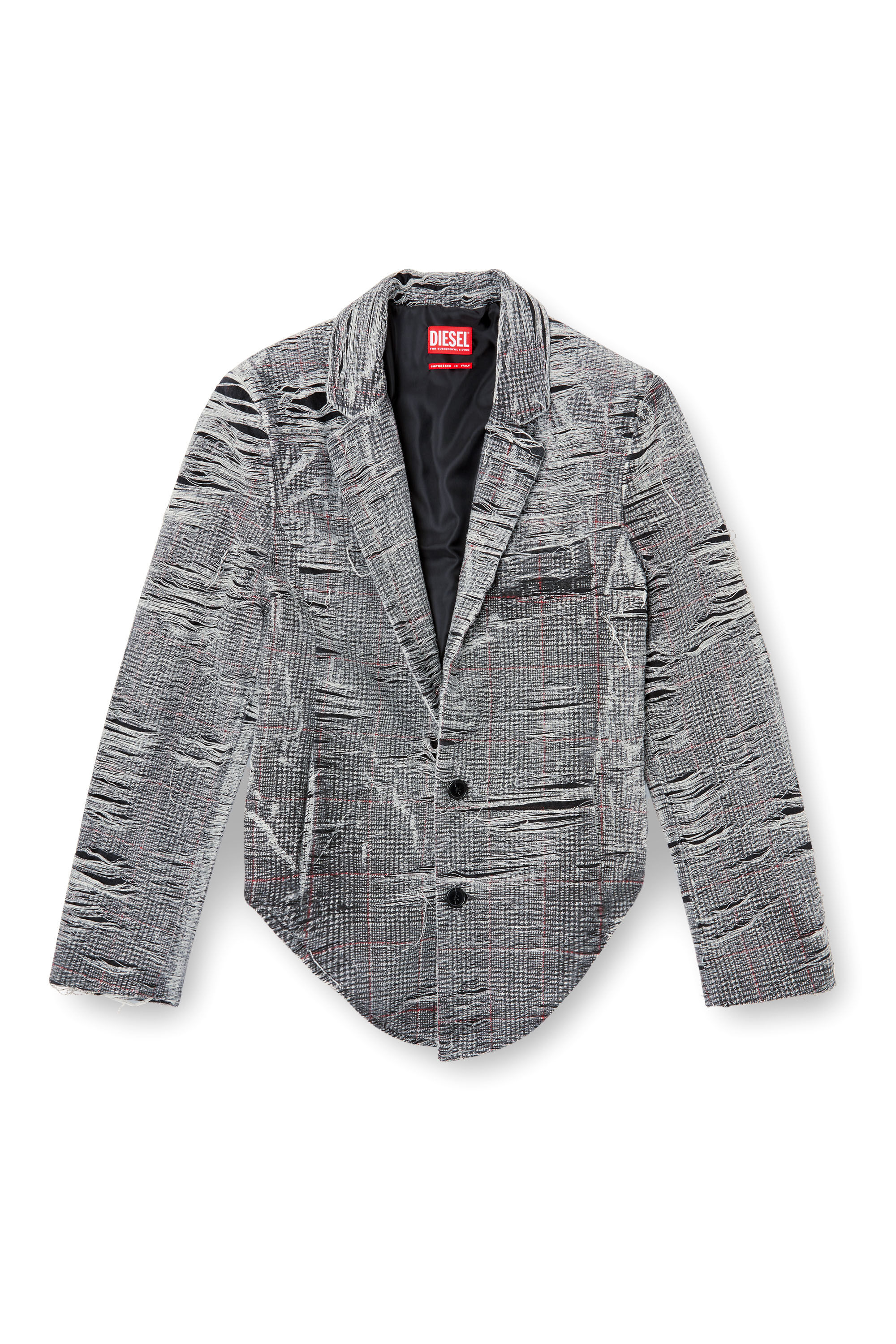 Diesel - DE-PHONIX-FSG, Americana en tejido denim Príncipe de Gales con efecto desgastado Mujer in Gris - 2