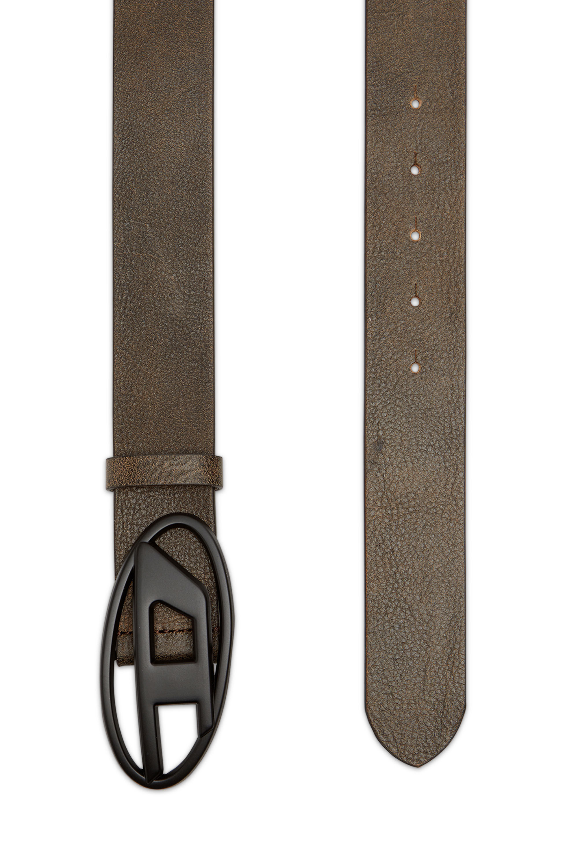 B-1DR: Leather Belt with silver D logo buckle | Diesel
