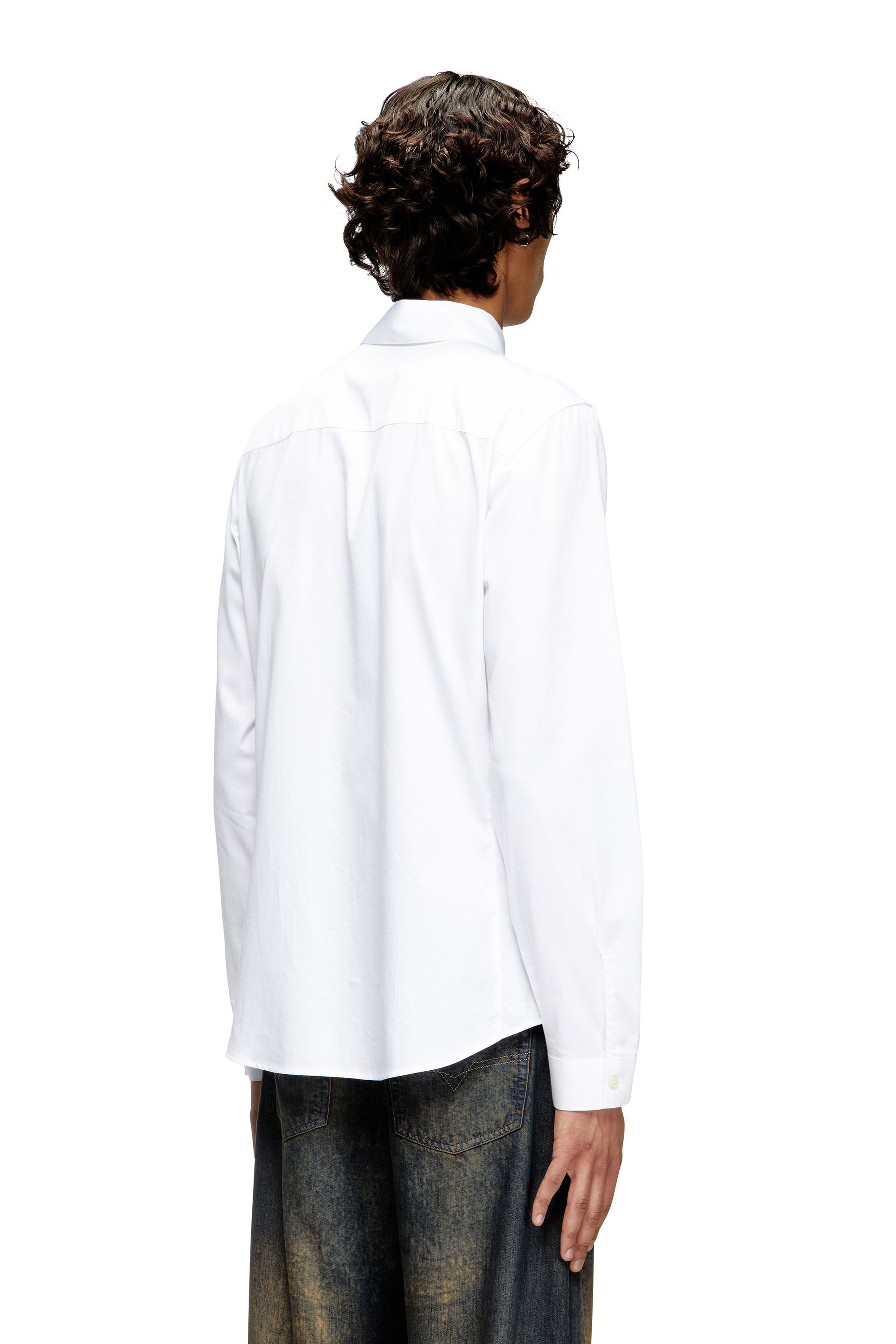 Diesel - S-FITTY-QFAV, Camisa con logotipo Oval D bordado Hombre in Blanco - 4