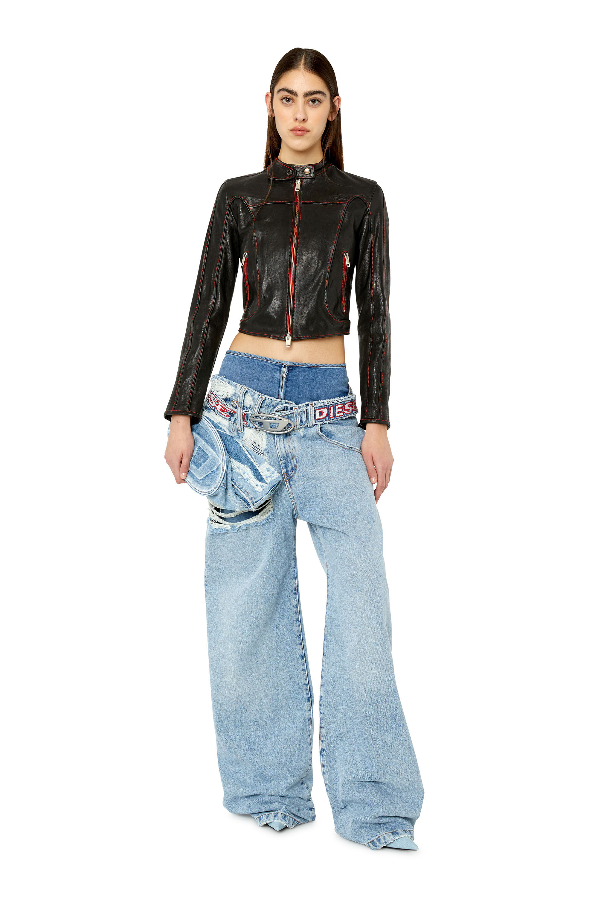 Diesel black leather biker jacket hotsell