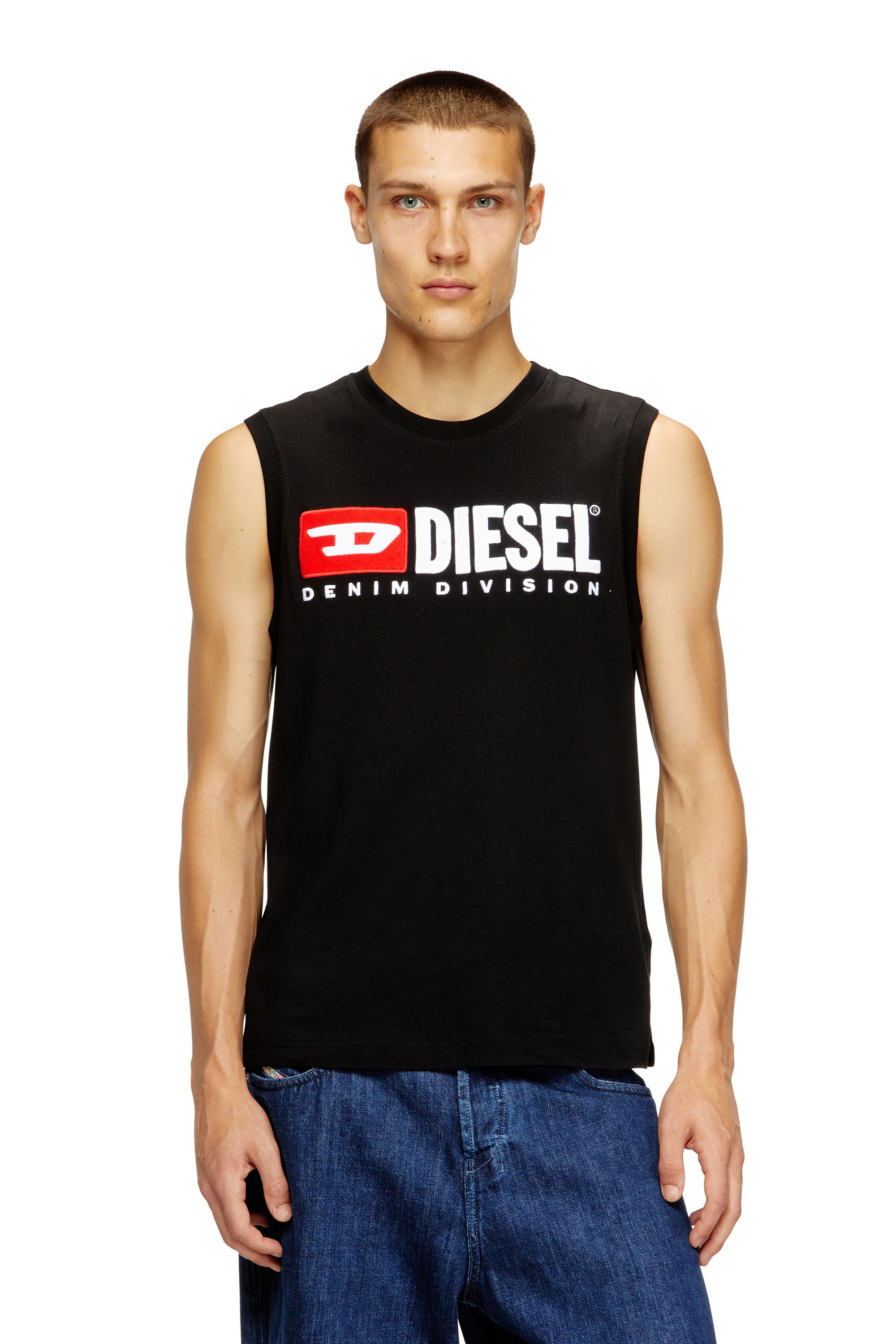 ラスト１点　DIESEL　T-ISCO-DIV　Ａ10508　L　ロゴ Men's Tank top with chest logo print | Black | Diesel