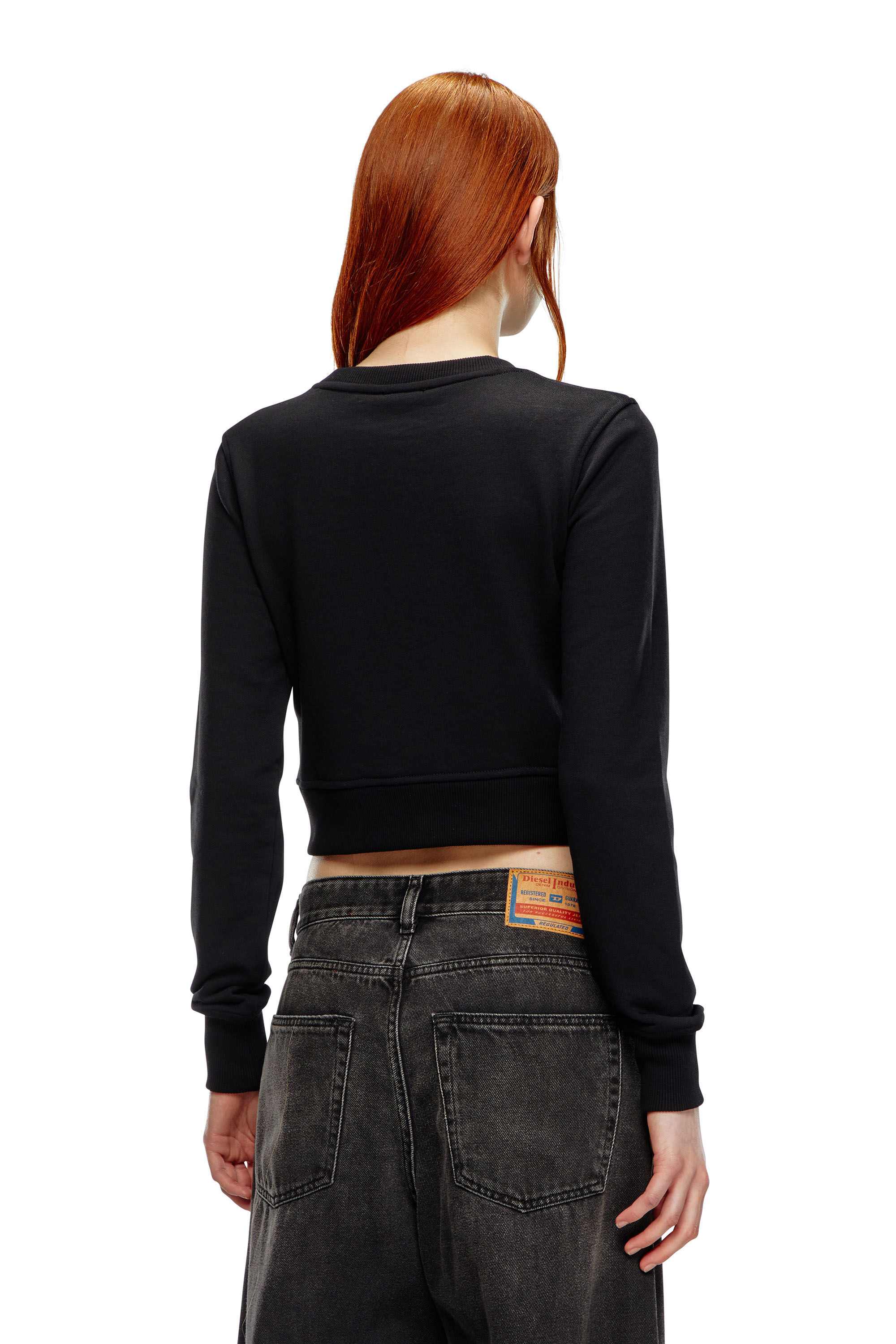 Women's Cropped sweatshirt with cut-out logo | Black | Diesel