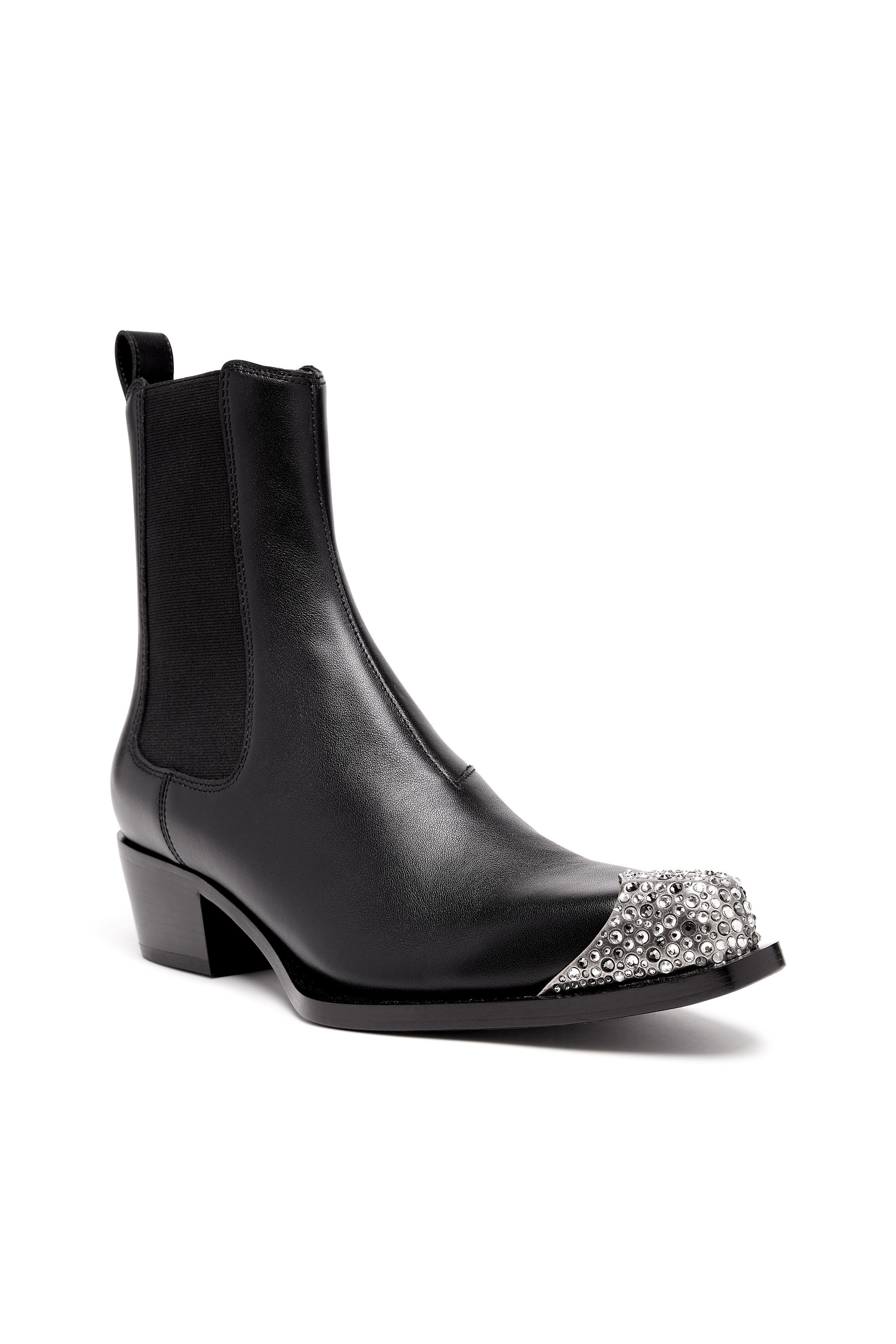 Diesel - D-CALAMITY AB, D-Calamity AB - Botas de piel con puntera de cristales Mujer in Negro - 4