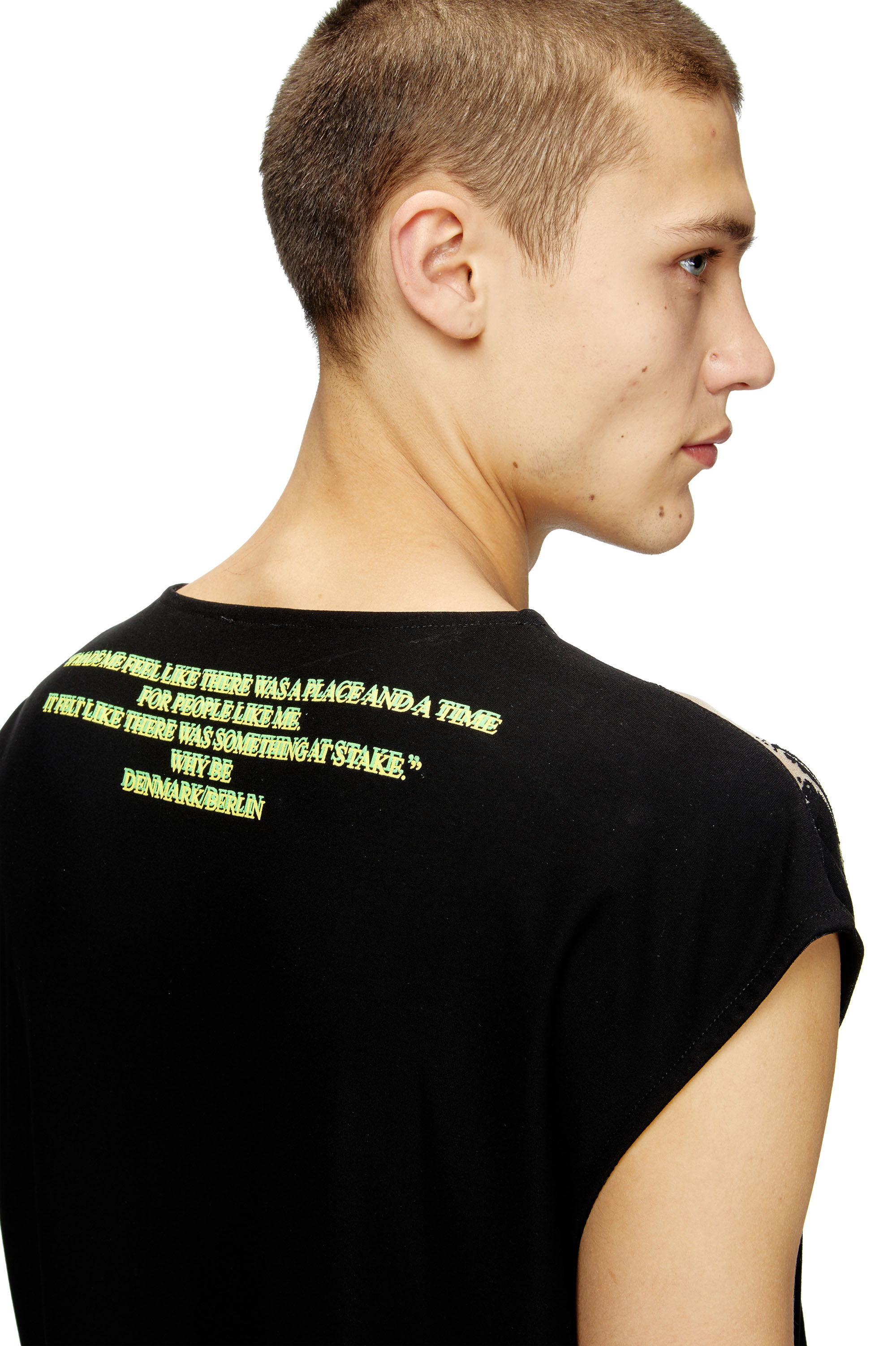 Diesel - T-ISAK-A, Unisex's Sleeveless T-shirt with lyrics print in Black - 4