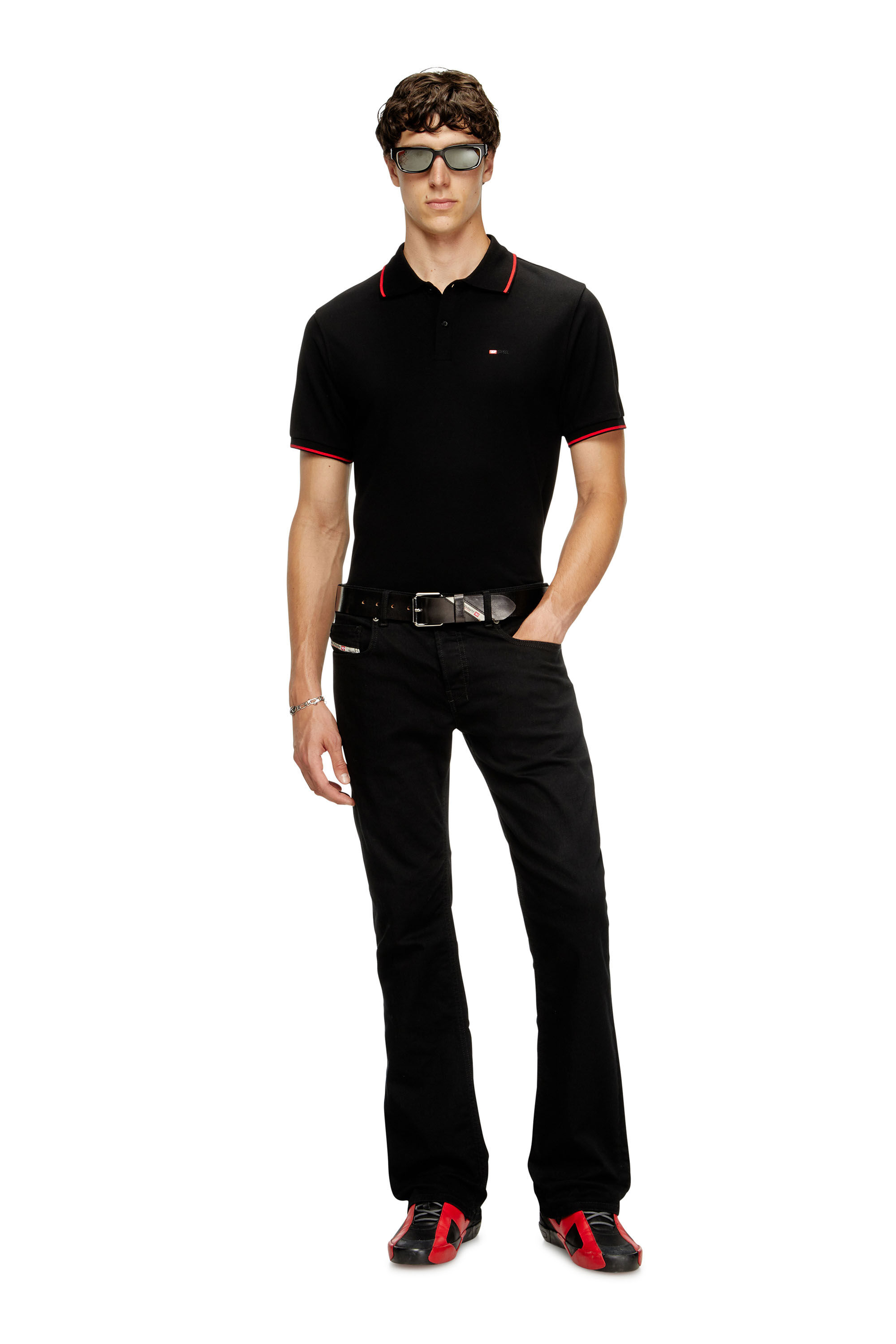 Diesel - T-FERRY-MICRODIV, Camisa polo con pequeño bordado Diesel Hombre in Negro - 1