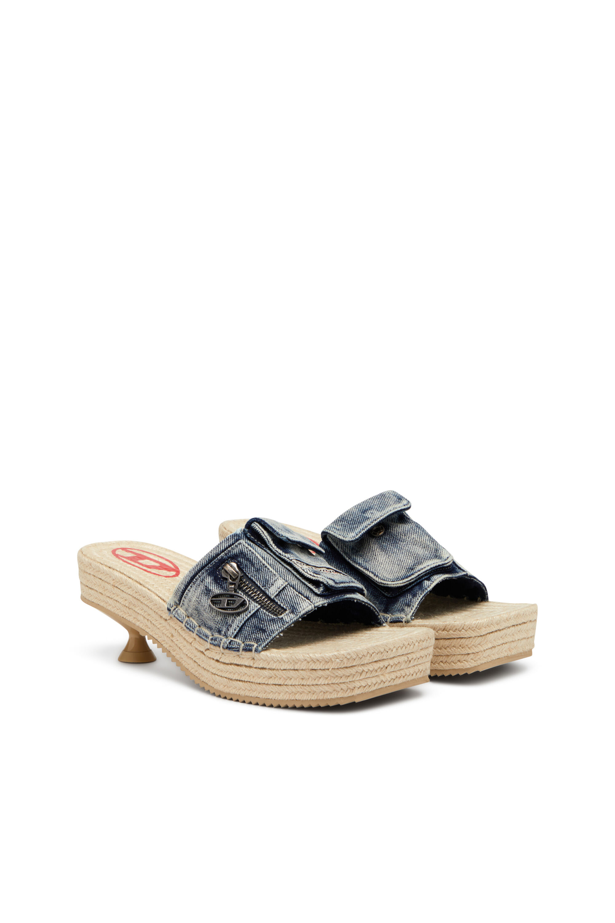 Women's D-Ibiza-Heeled platform espadrilles in denim | Blue Women's D-Ibiza-Heeled platform espadrilles in denim | Blue