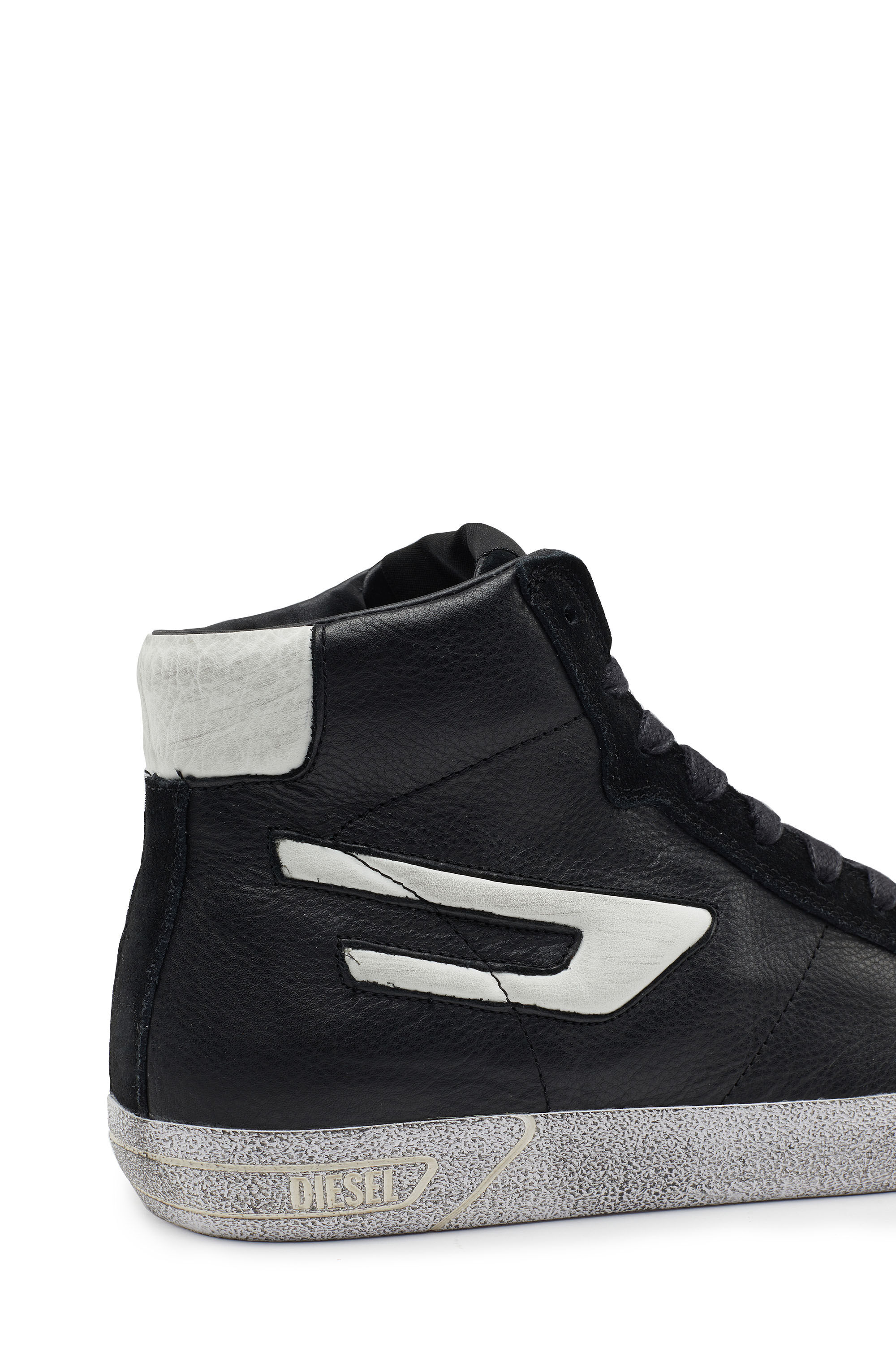 Women's High-top leather sneakers with D logo | Diesel