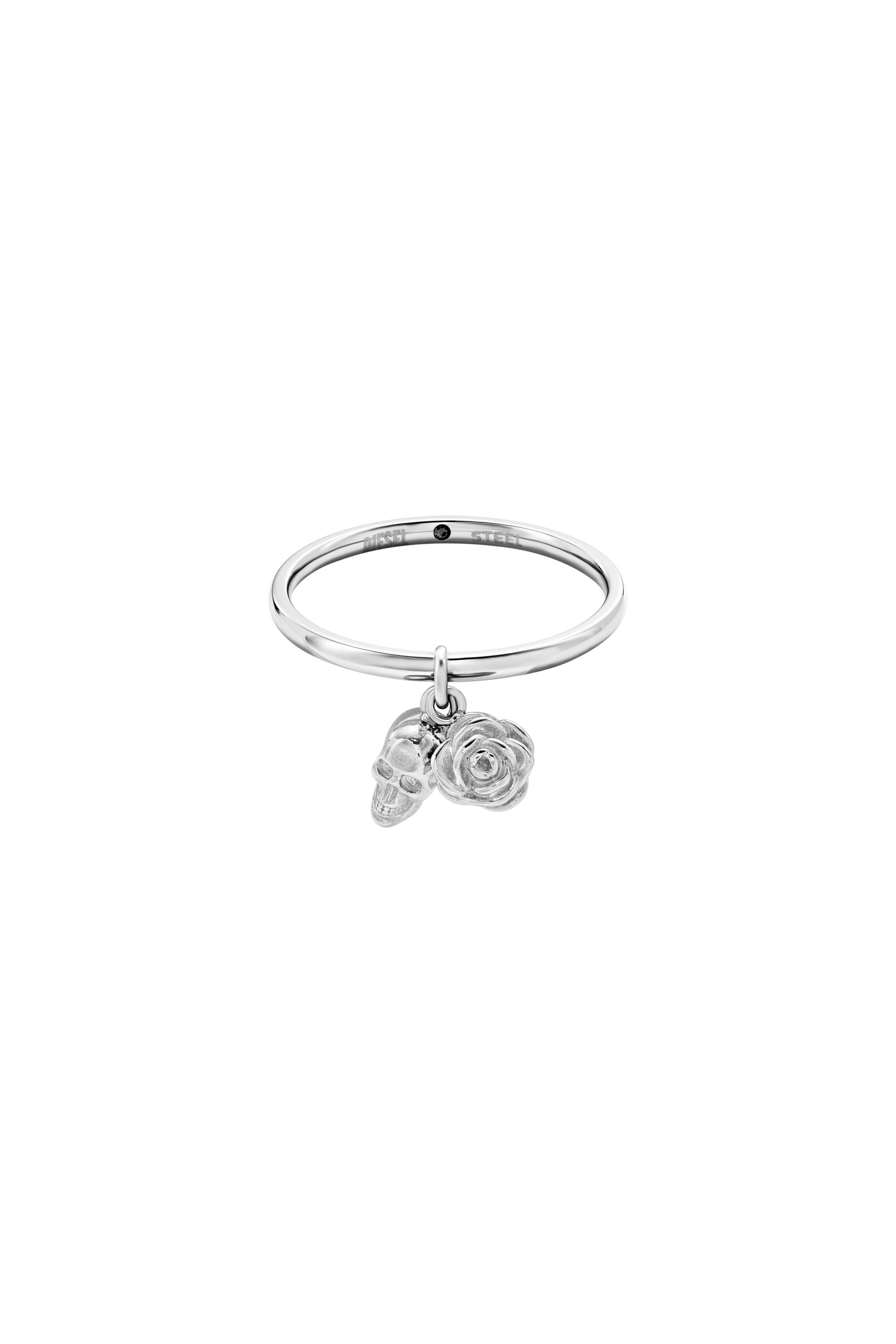 Women's Stainless Steel Skull Charm Ring | Silver | Diesel
