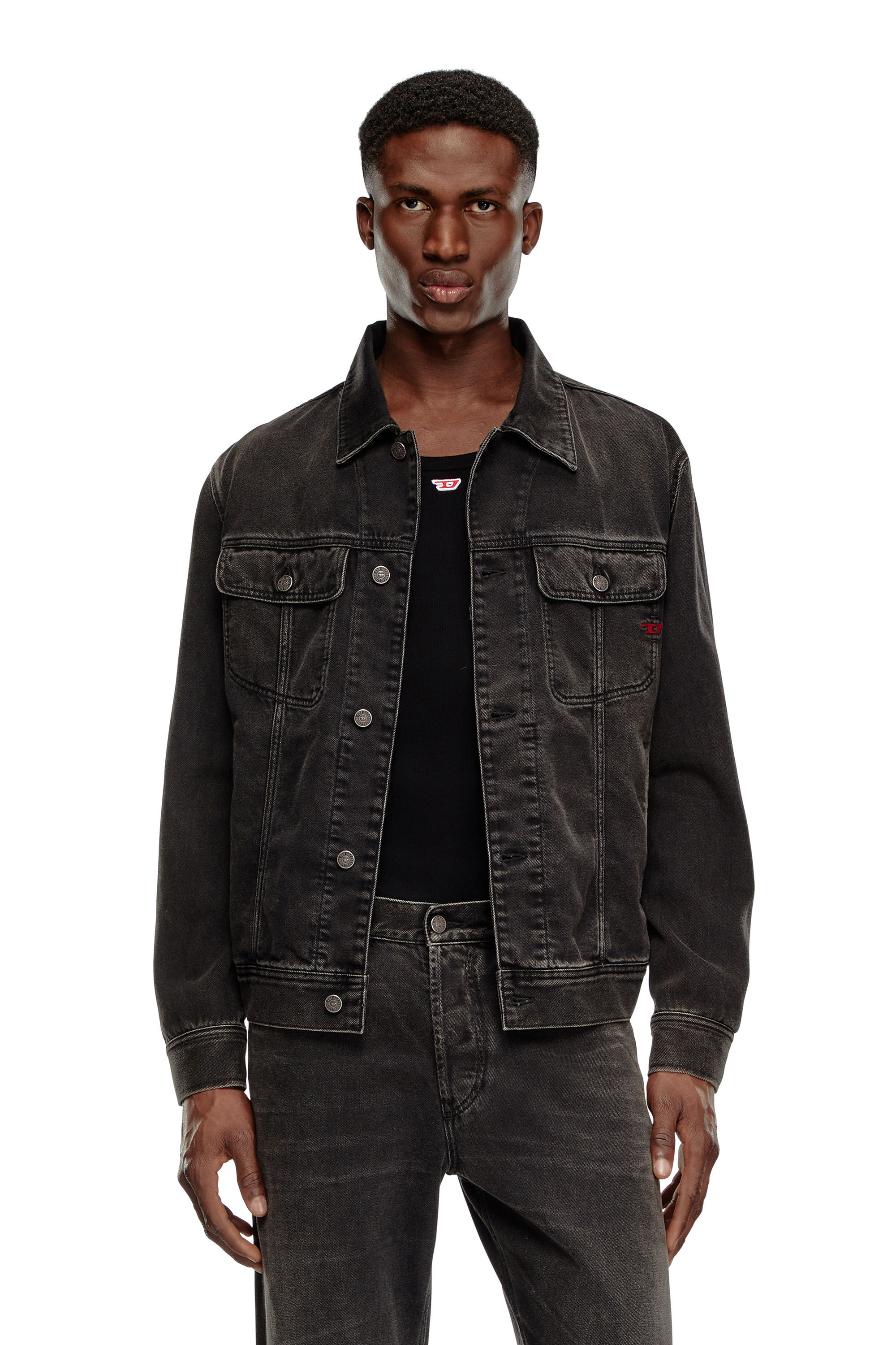 Men's Regular-fit trucker jacket | Black | Diesel Men's Regular-fit trucker jacket | Black | Diesel
