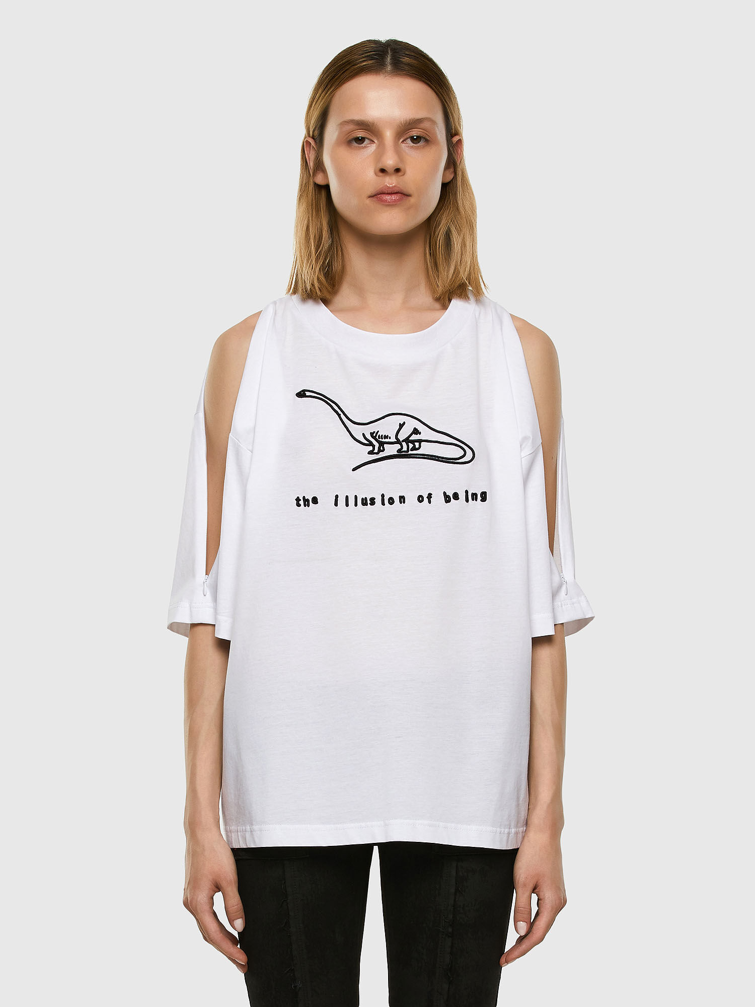 T RASSEL Woman T shirt with dinosaur embroidery Diesel