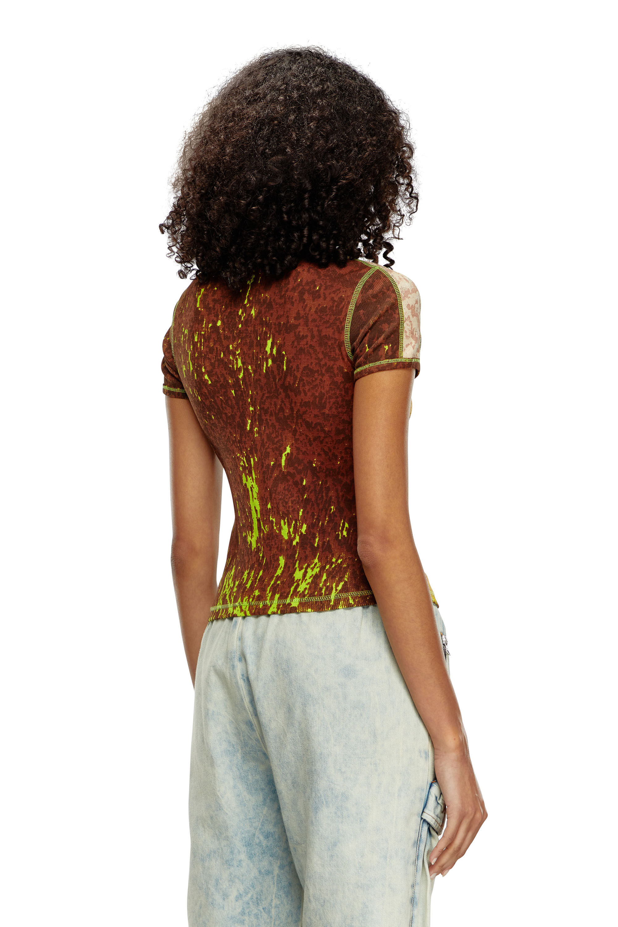 【特価】 Women's Ribbed Diesel | Multicolor | print abstract with T-shirt トップス