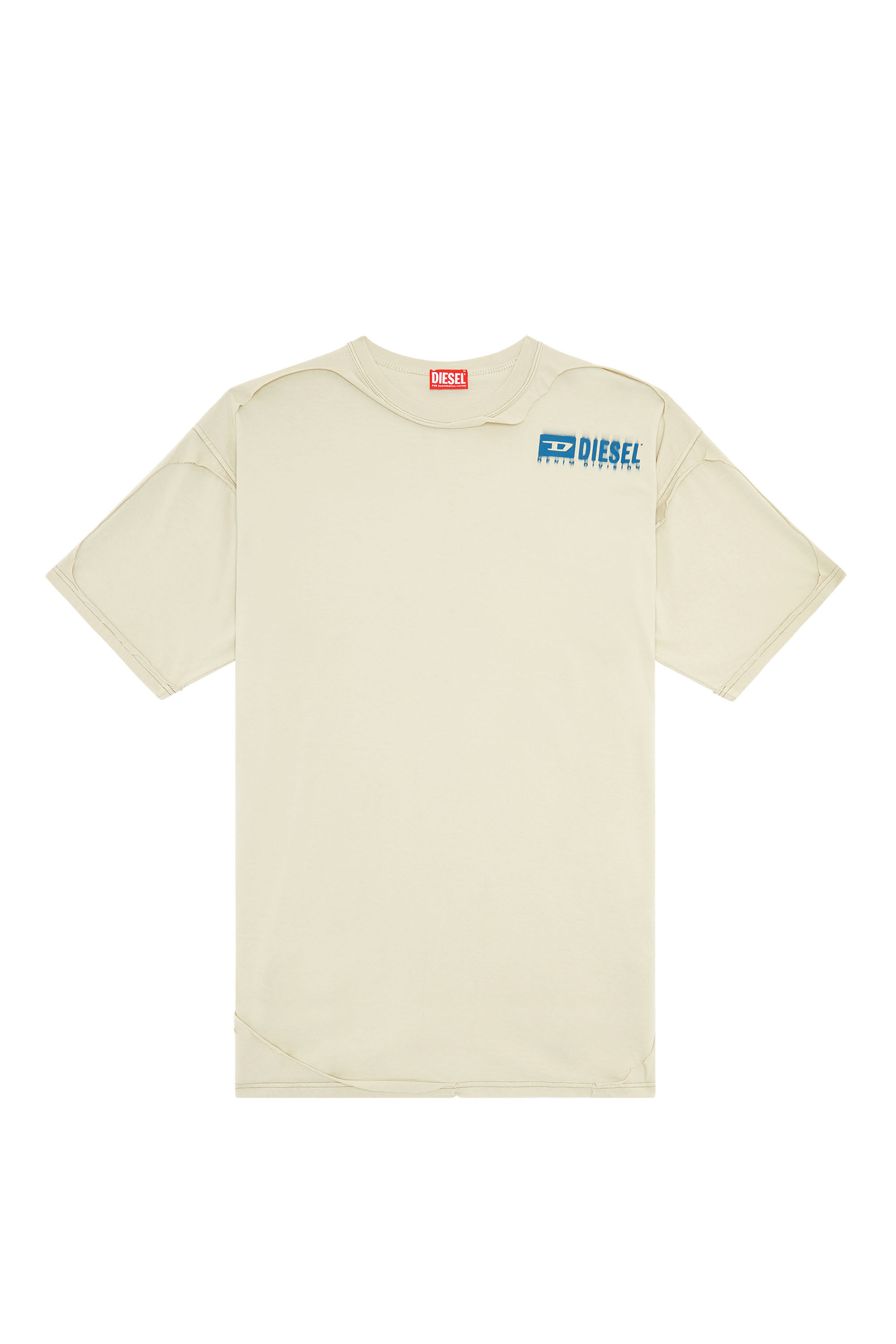 Men's T-shirt with destroyed peel-off effect | Beige | Diesel