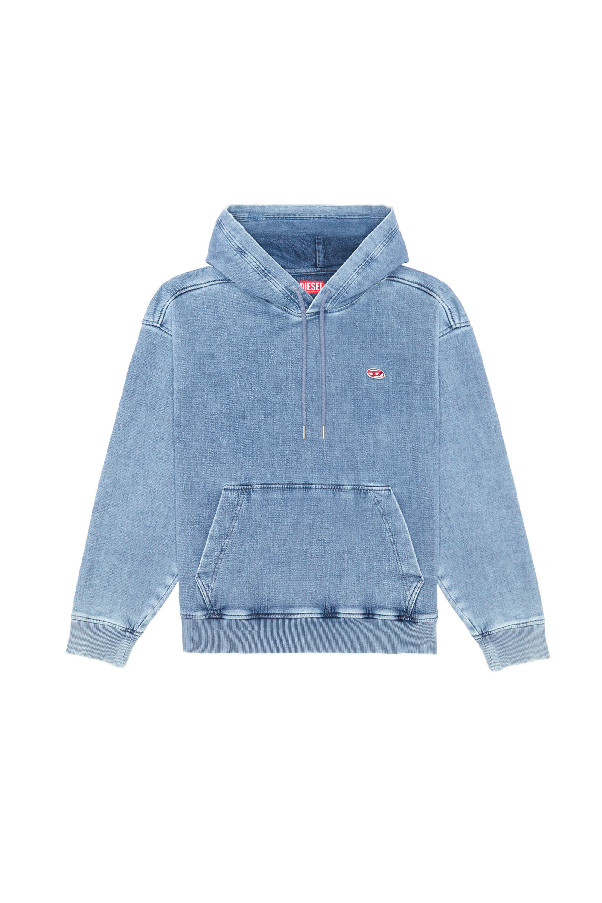 D-UM-RIB-NE Man: Responsible hoodie in Track Denim | Diesel Library