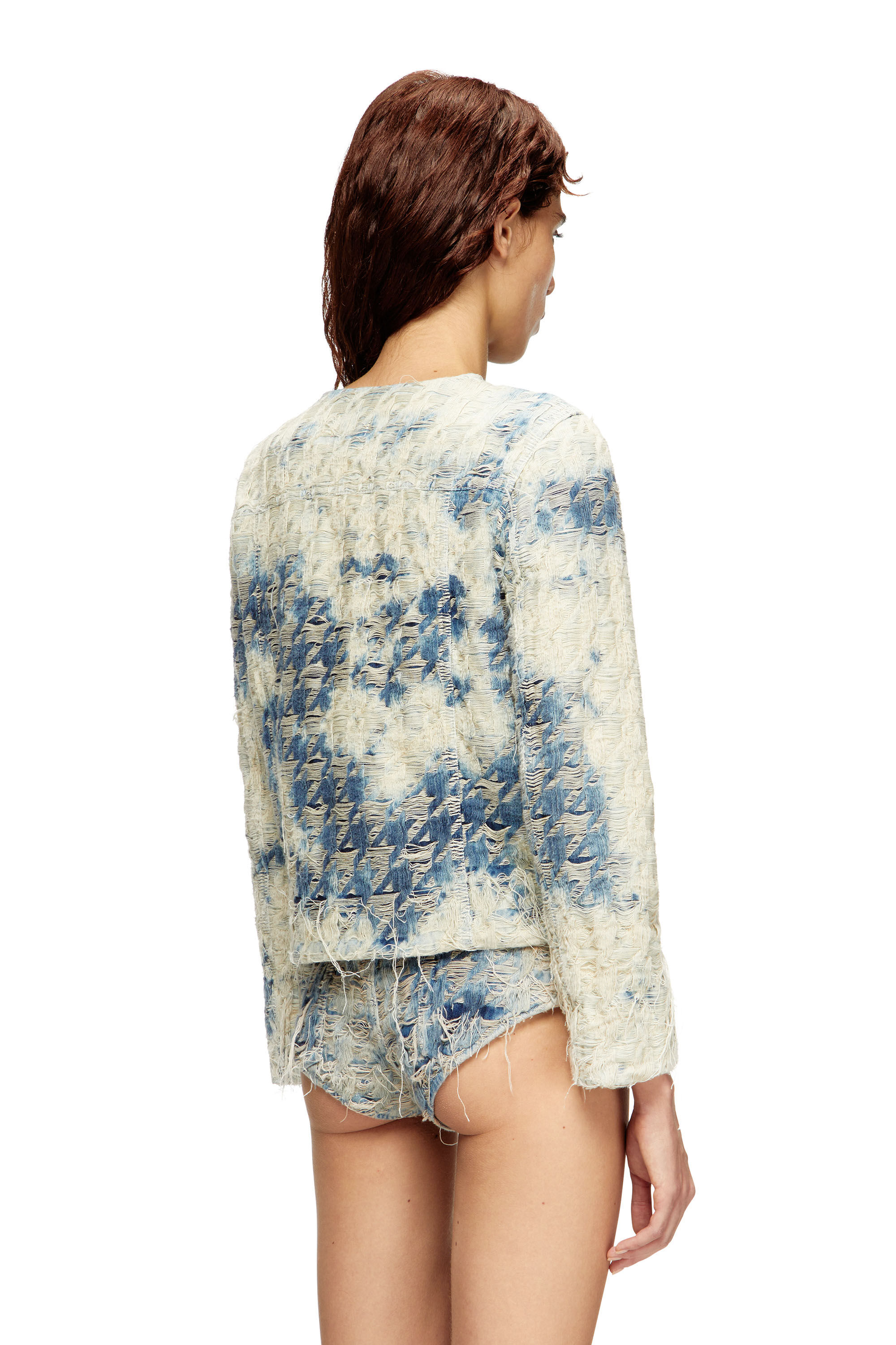 Diesel - DE-GRAFY-FSH, Chaqueta en tejido denim con tejido de pata de gallo Mujer in Multicolor - 5