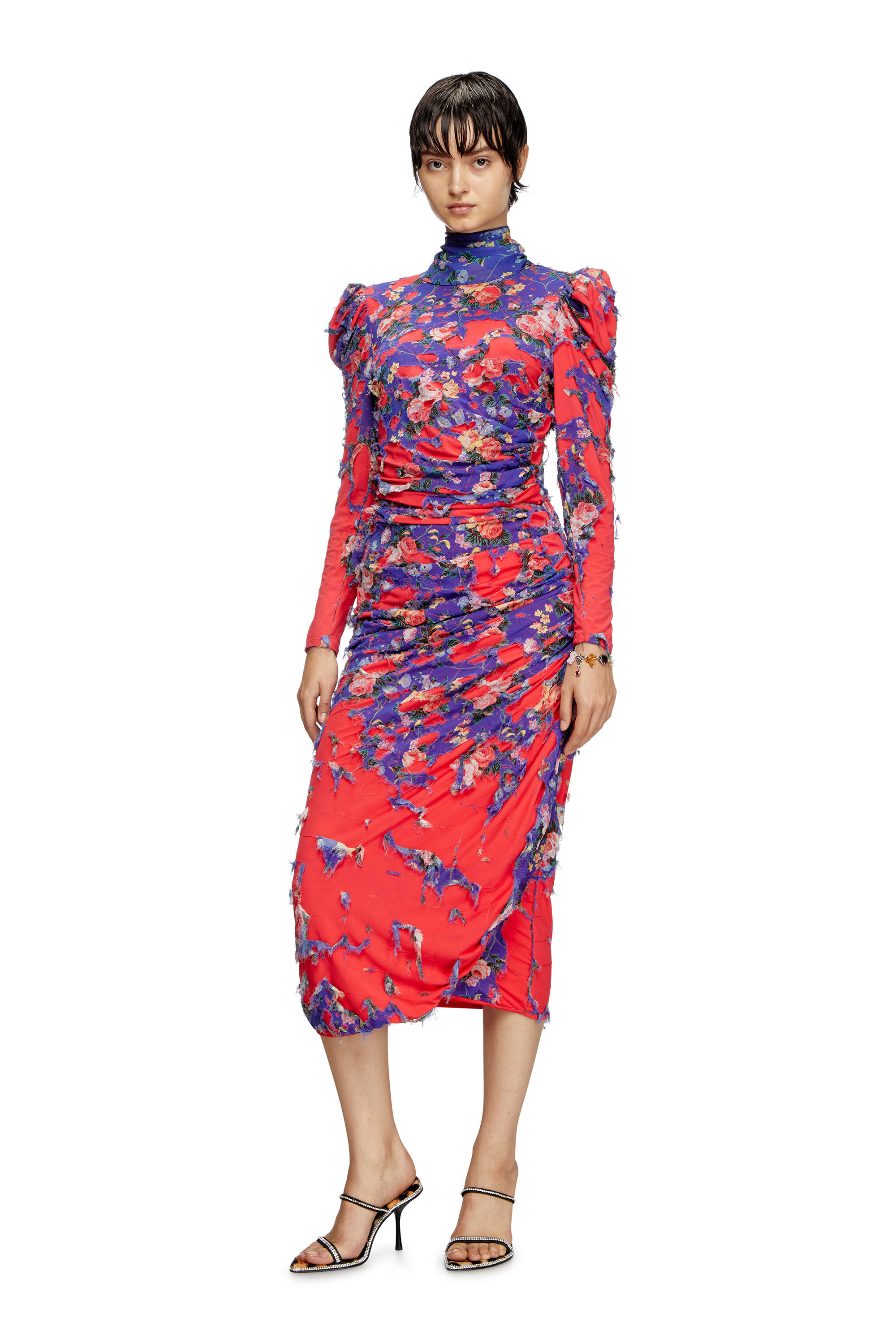 Red draped pencil skirt on sale