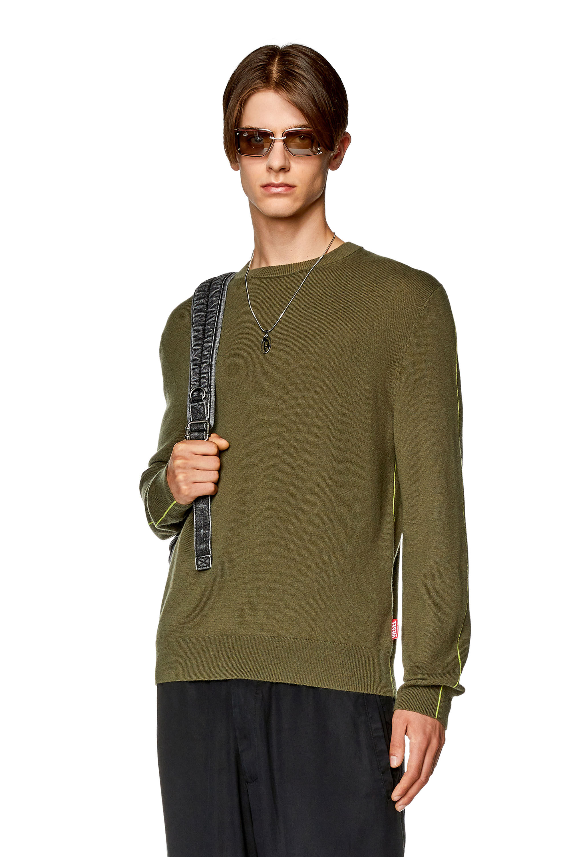 Diesel - K-VROMO, Jersey con ribetes en contraste Hombre in Verde - 3