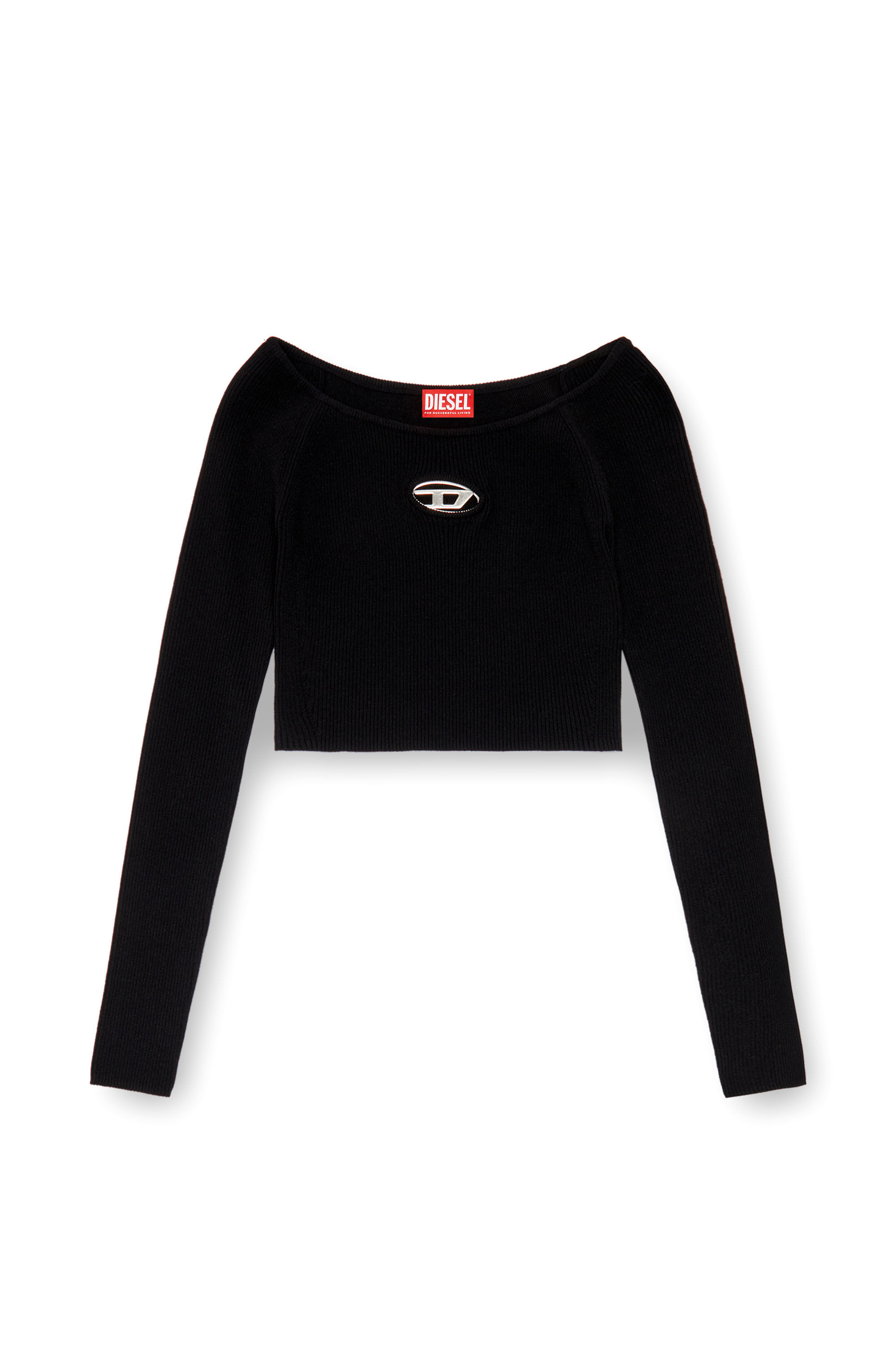 Diesel - M-VERA-LS, Top con escote de hombros descubiertos de tejido en canalé Mujer in Multicolor - 2