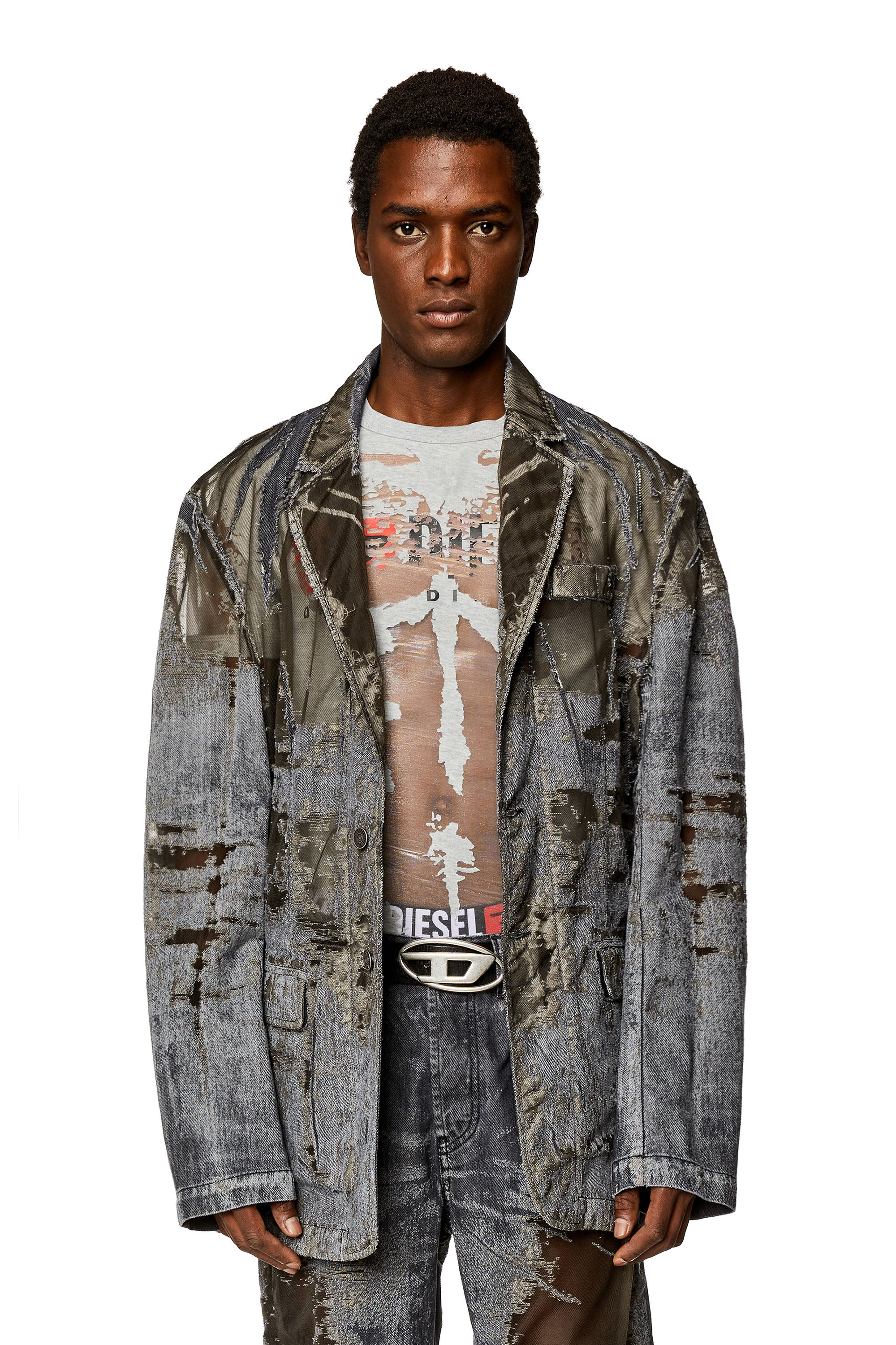 Women's Oversized blazer with coated front | Black | Diesel