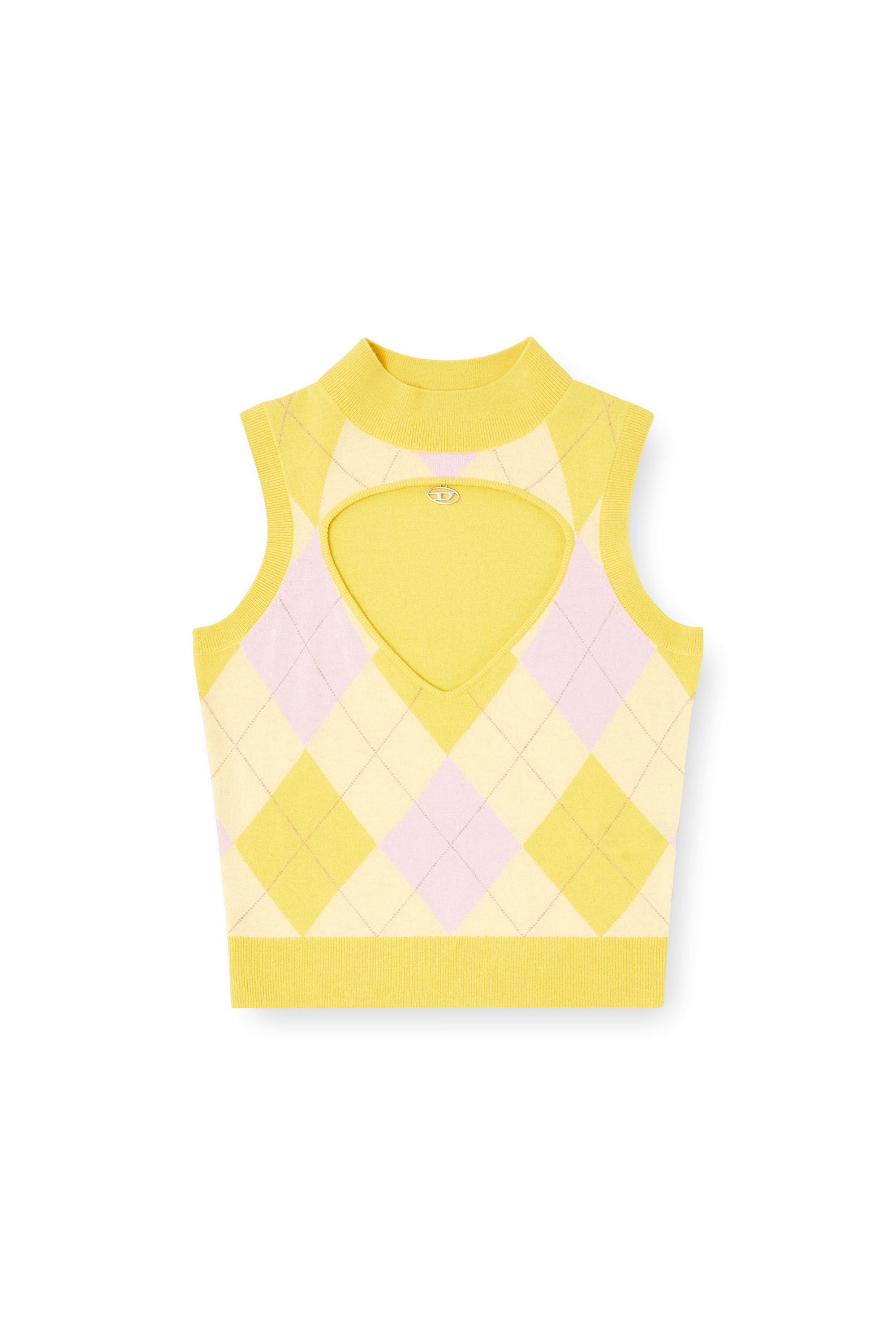 Diesel - M-ROMKO-SL, Chaleco de cuello alto con recortes en lana argyle Mujer in ToBeDefined - 2