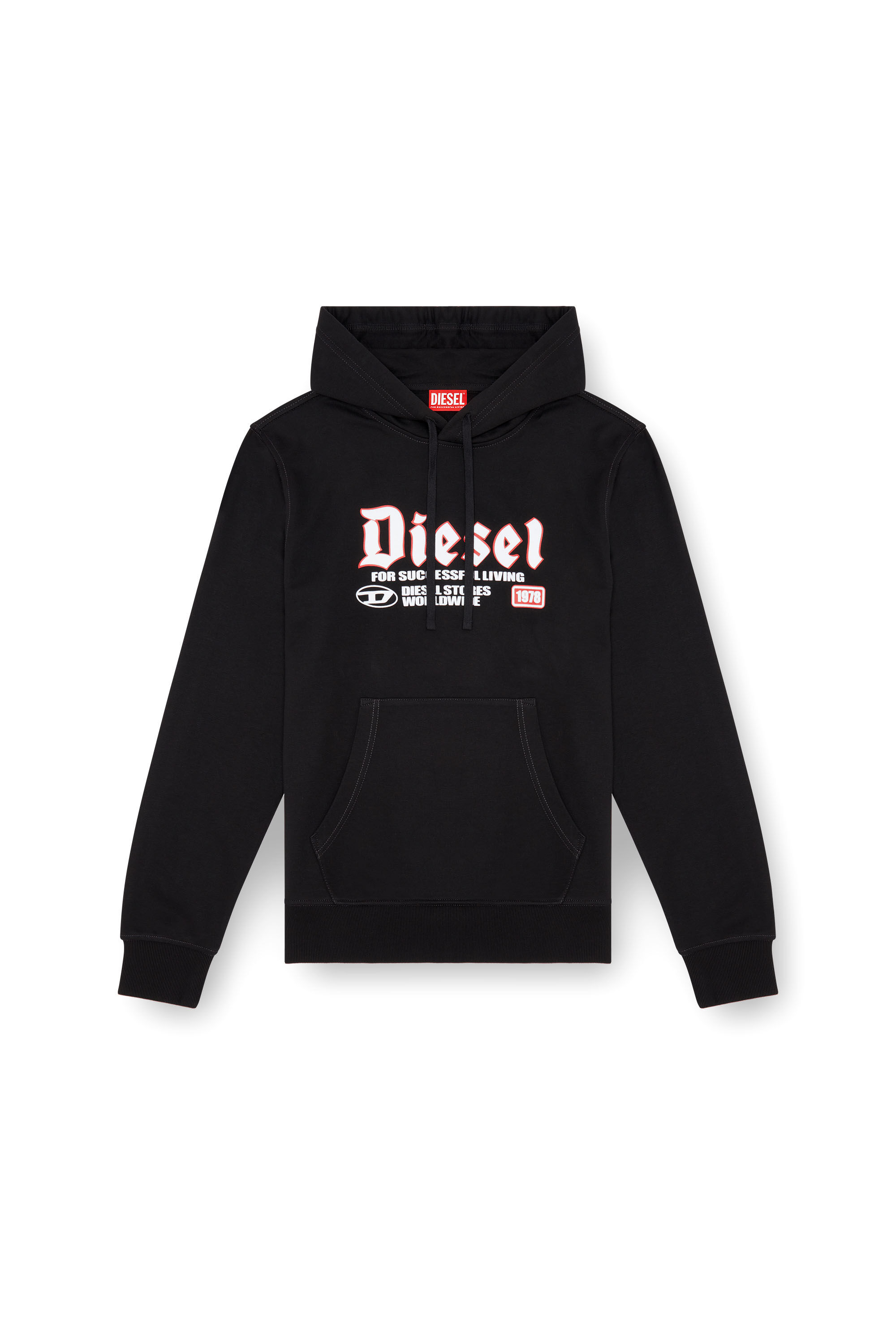 Diesel - S-GINN-HOOD-K45, Sudadera con capucha y logotipo en relieve Hombre in Negro - 2