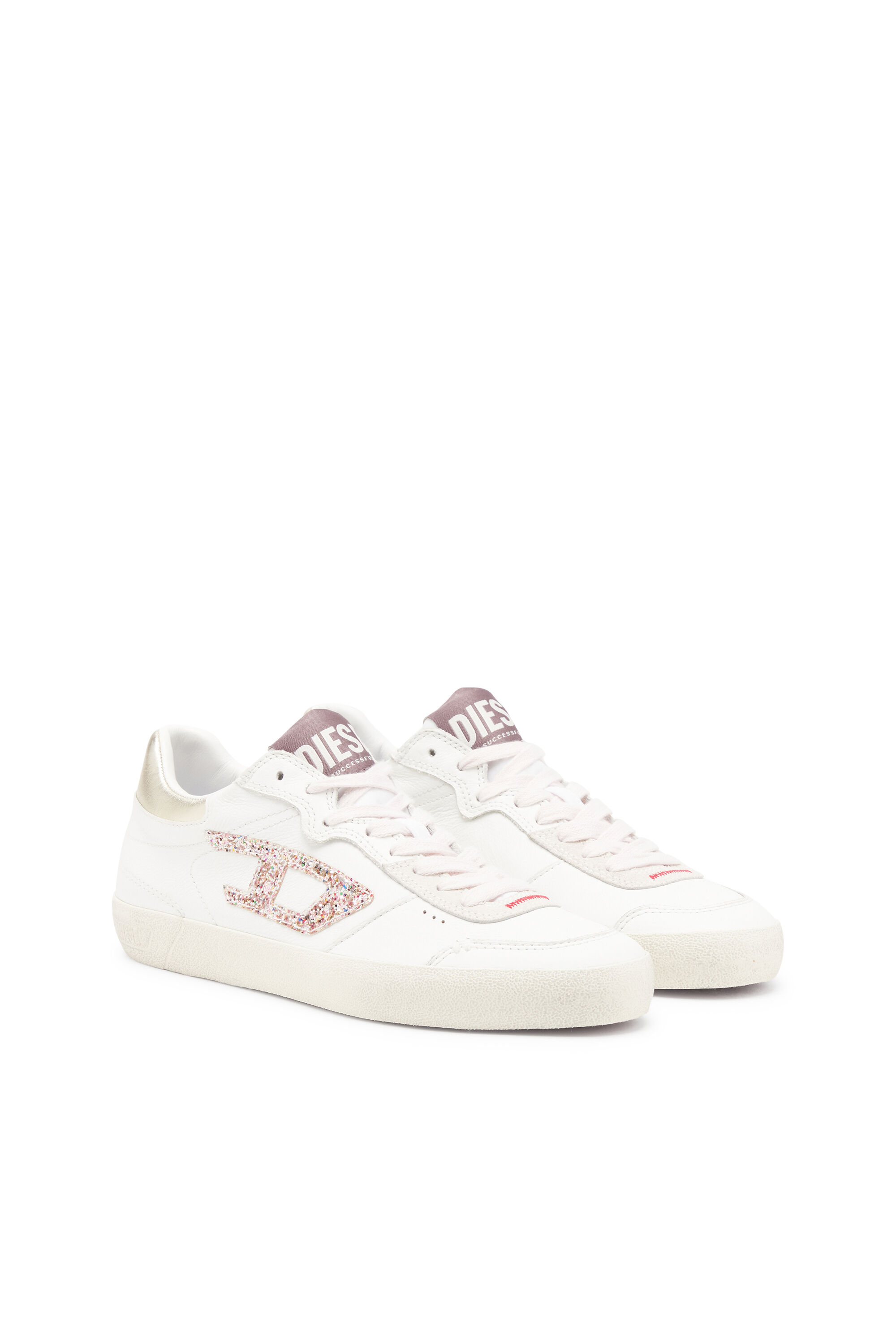 Women's S-Leroji-Leather sneakers with glitter logo Women's S-Leroji-Leather sneakers with glitter logo