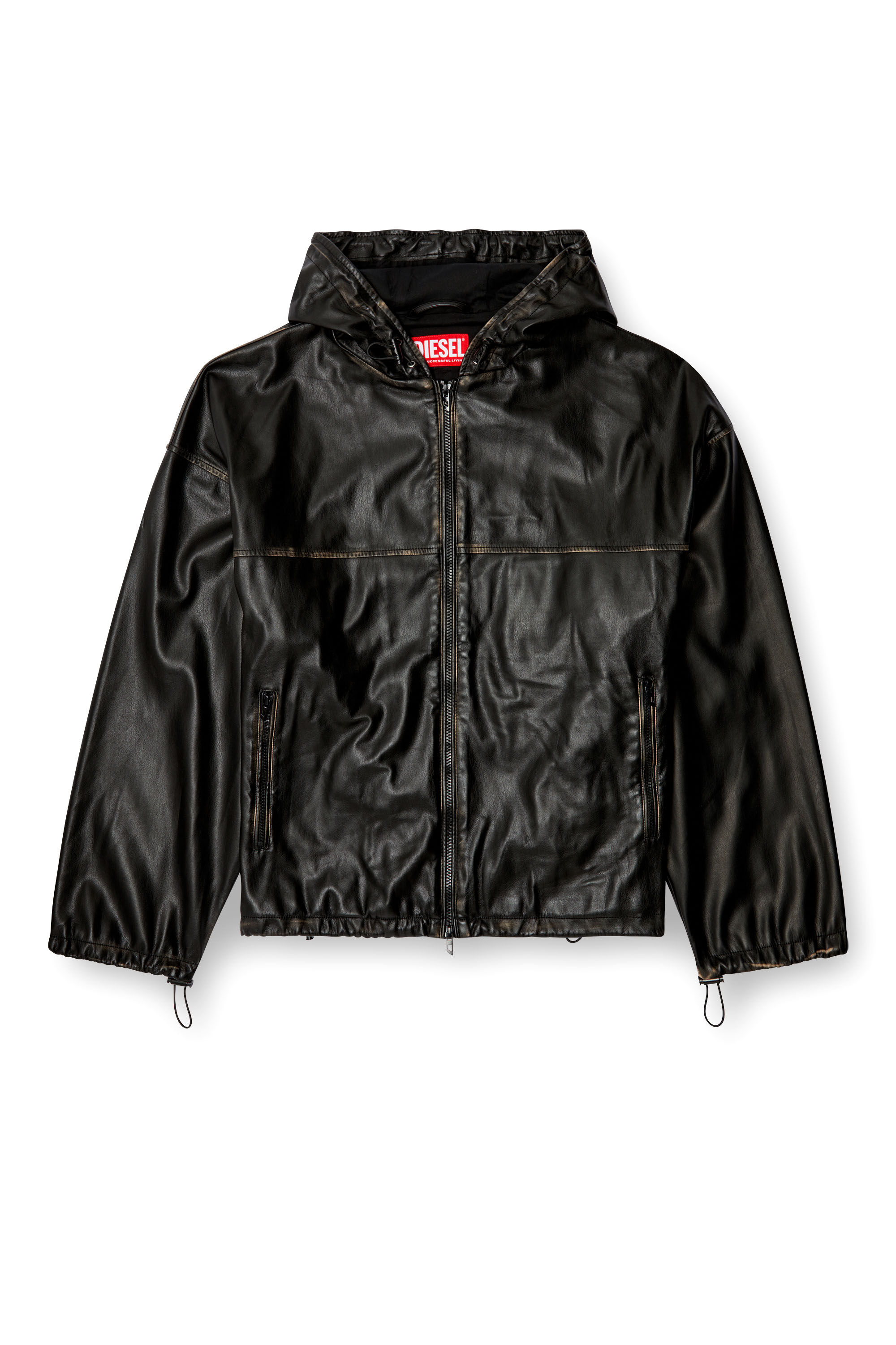 Diesel - J-ANTIL, Chaqueta con capucha desgastada Unisex in Negro - 2