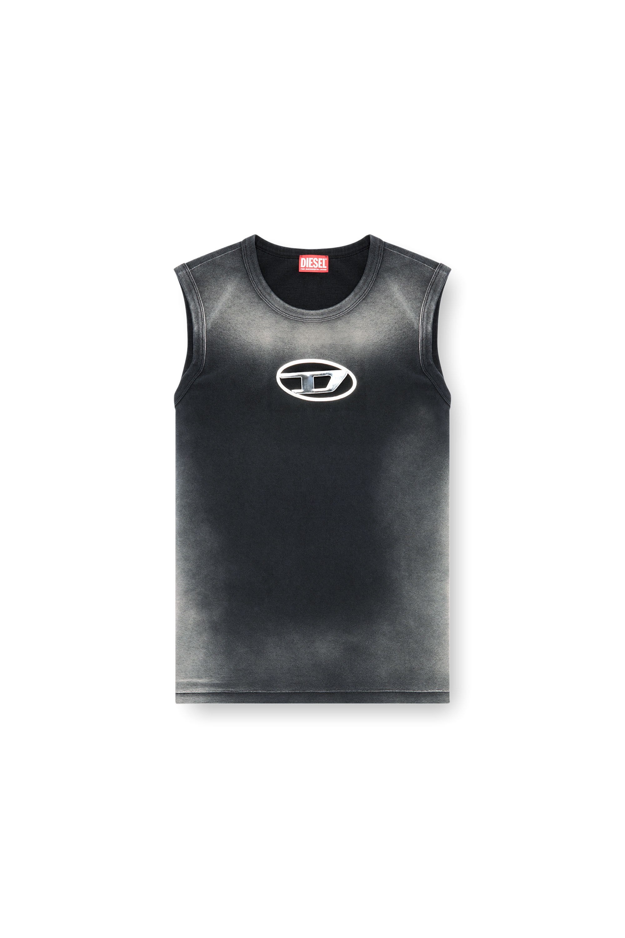 Men's Faded tank top with puffy Oval D | Black | Diesel