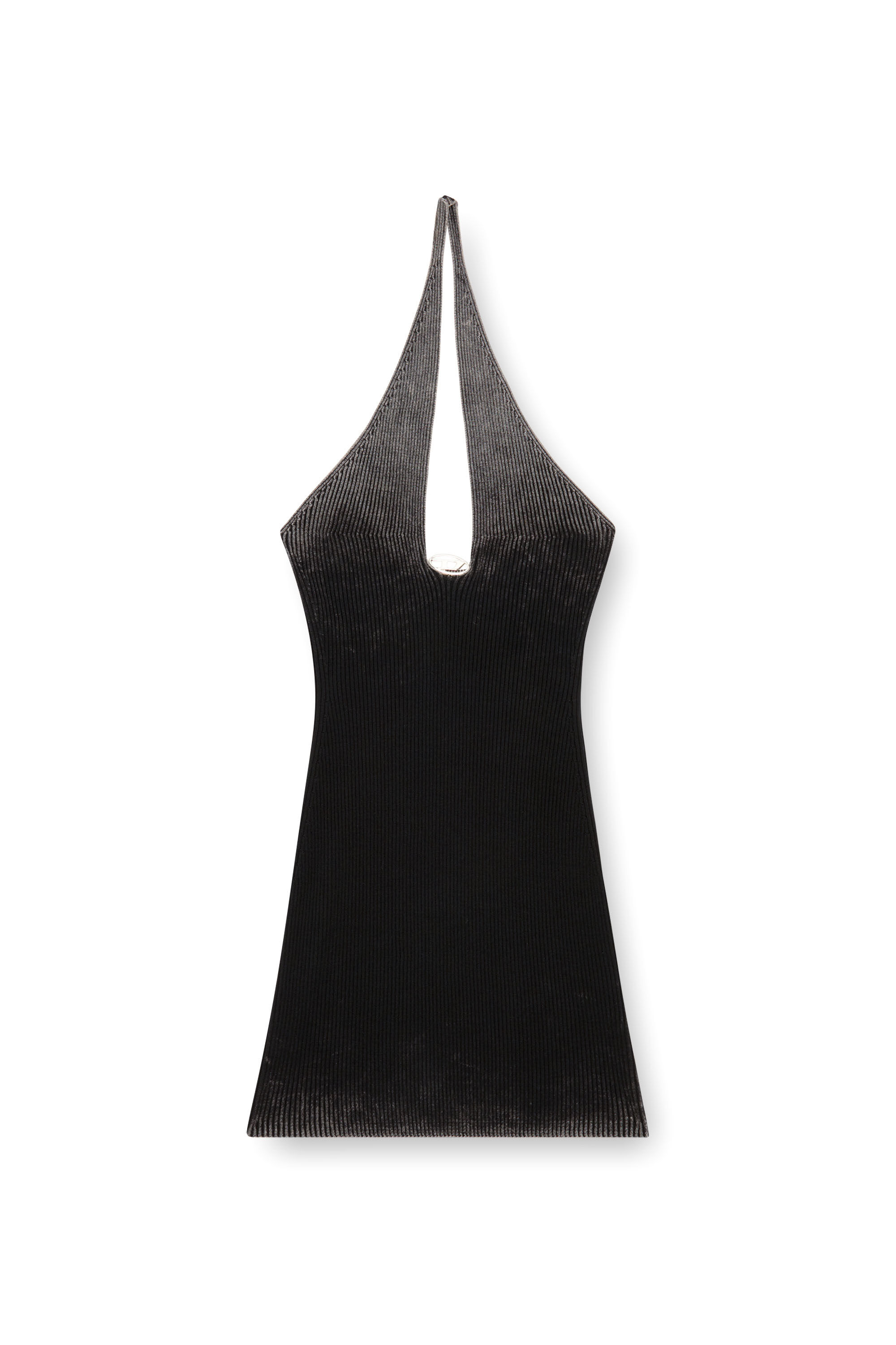 Women's Short halter dress in faded ribbed knit | Black | Diesel