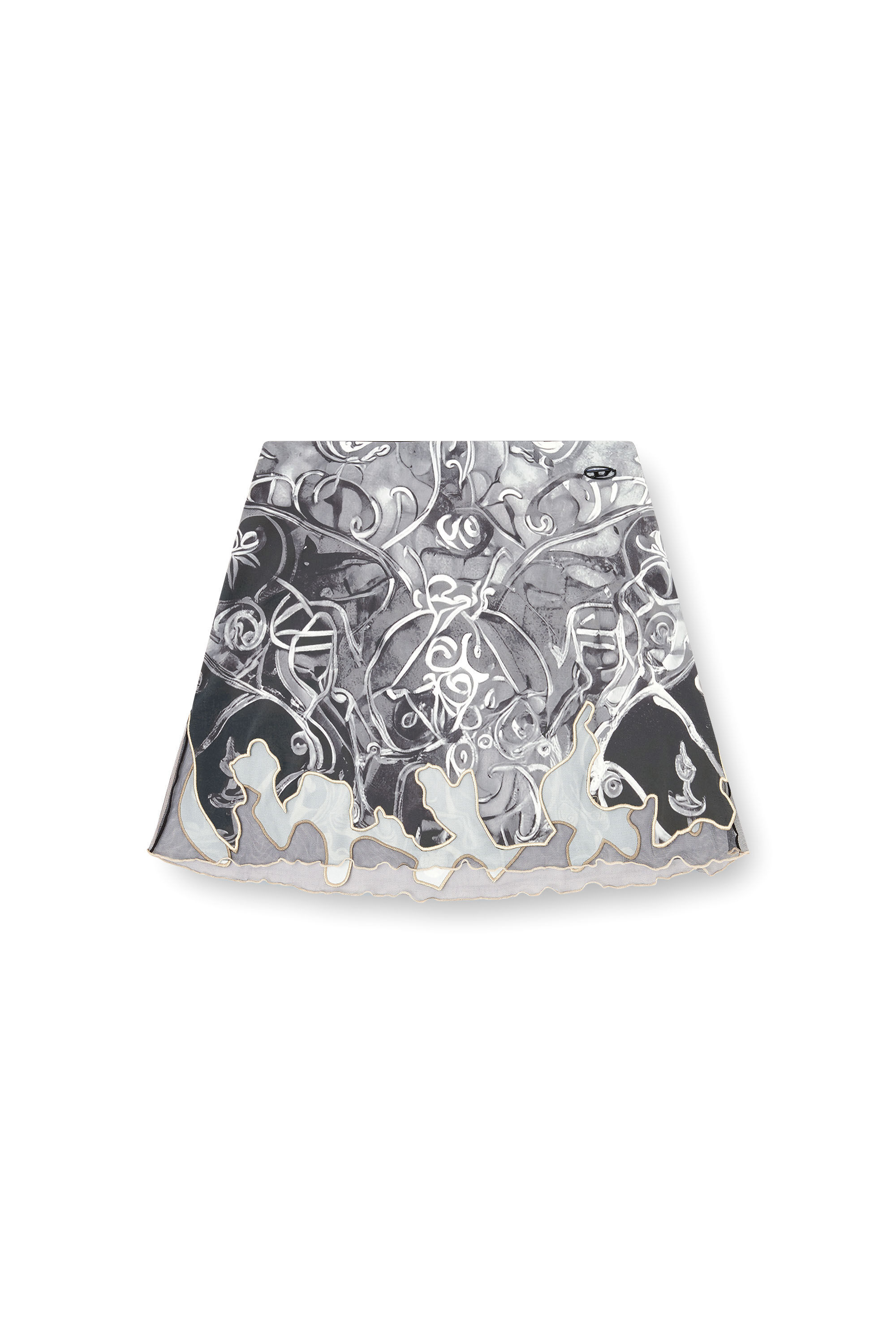 Diesel - O-LANE, Woman's Nylon mini skirt with Heraldic print in Grey - 2