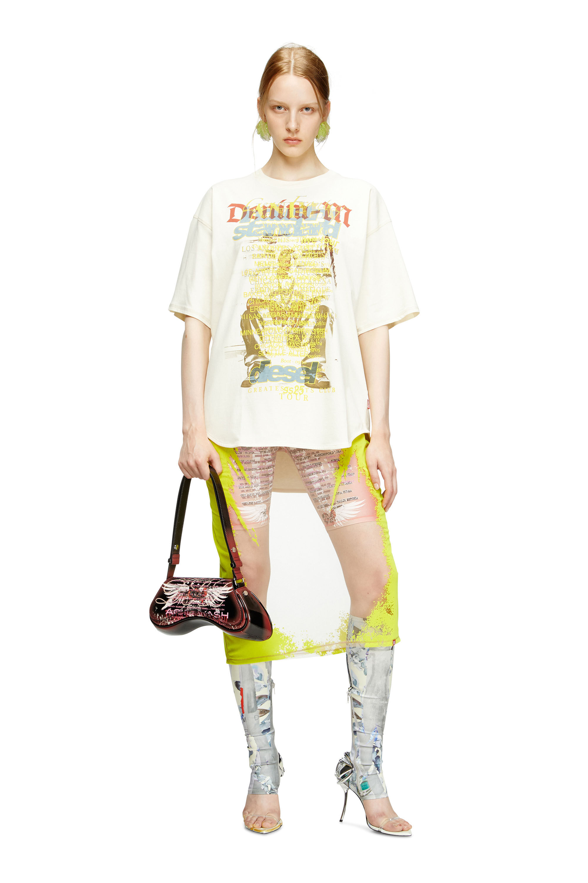 Diesel - T-BIX-AA, Camiseta con estampado de letras de canciones Unisex in Blanco - 7