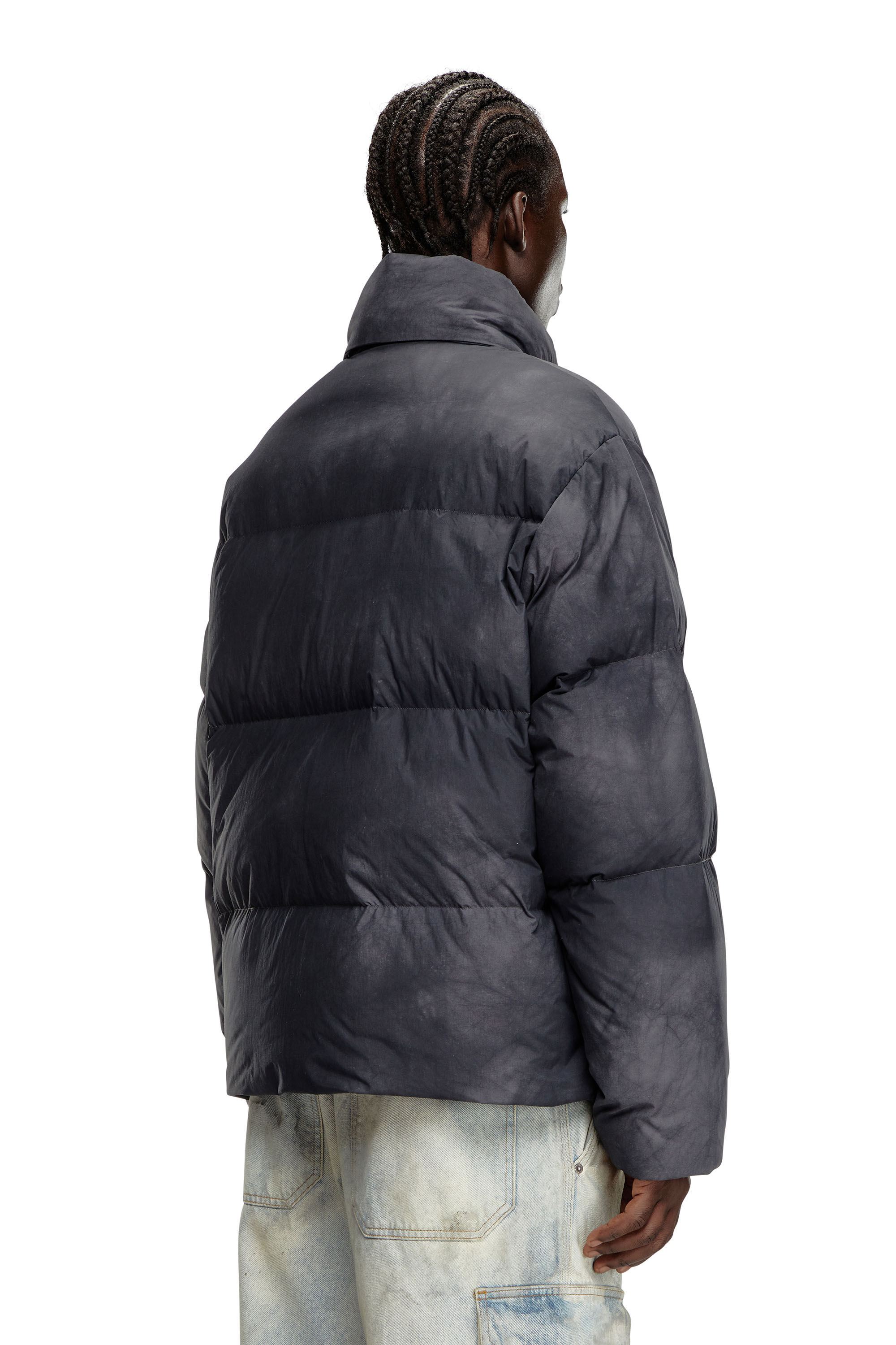 Diesel - W-RAVEEL, Man's Hooded down jacket in patchy nylon in Black - 5