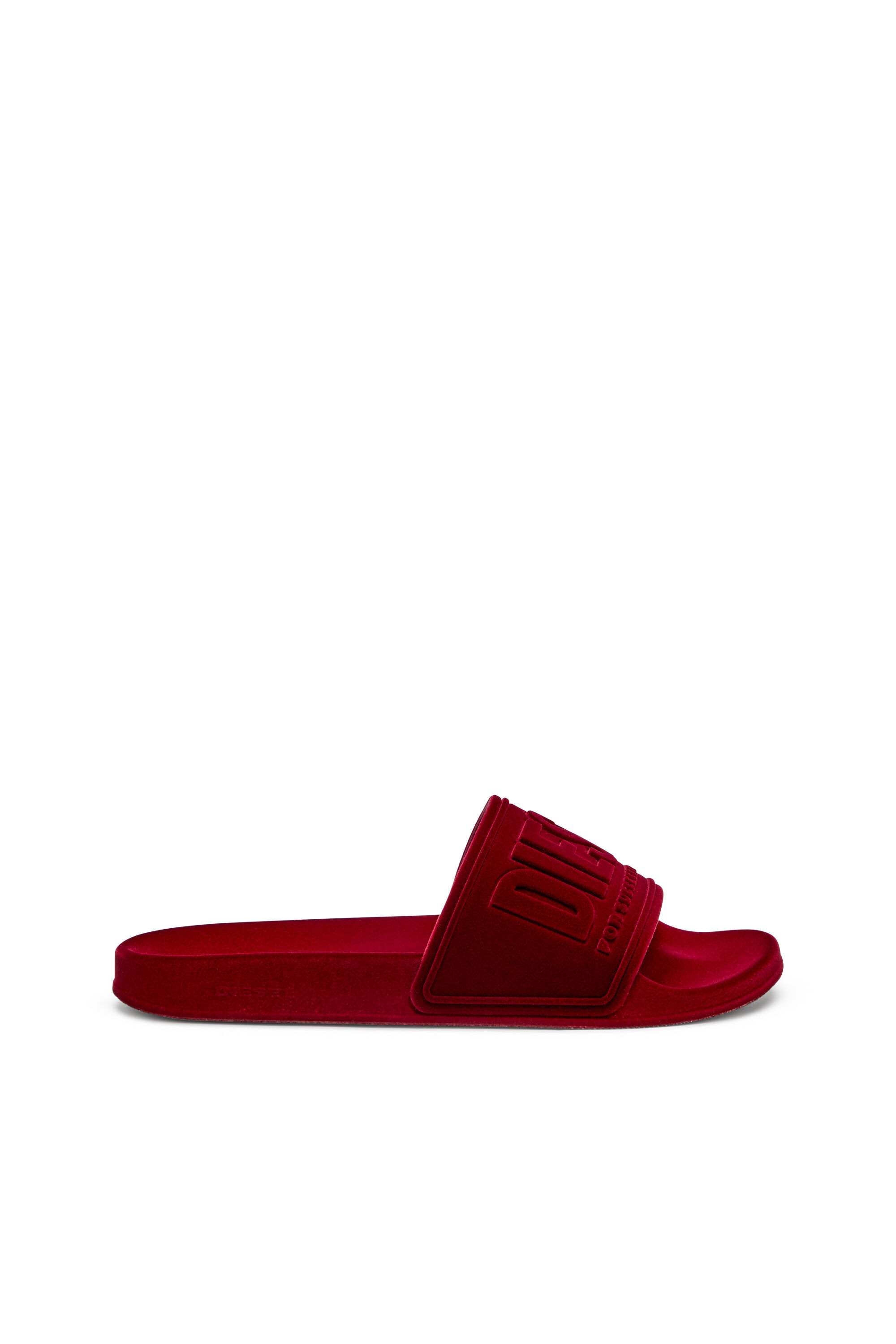 DIESEL|SLIPPERS (Y03612 P0320 HA711) Women's Sa-Mayemi-Pool slides with velvety flocking | Red