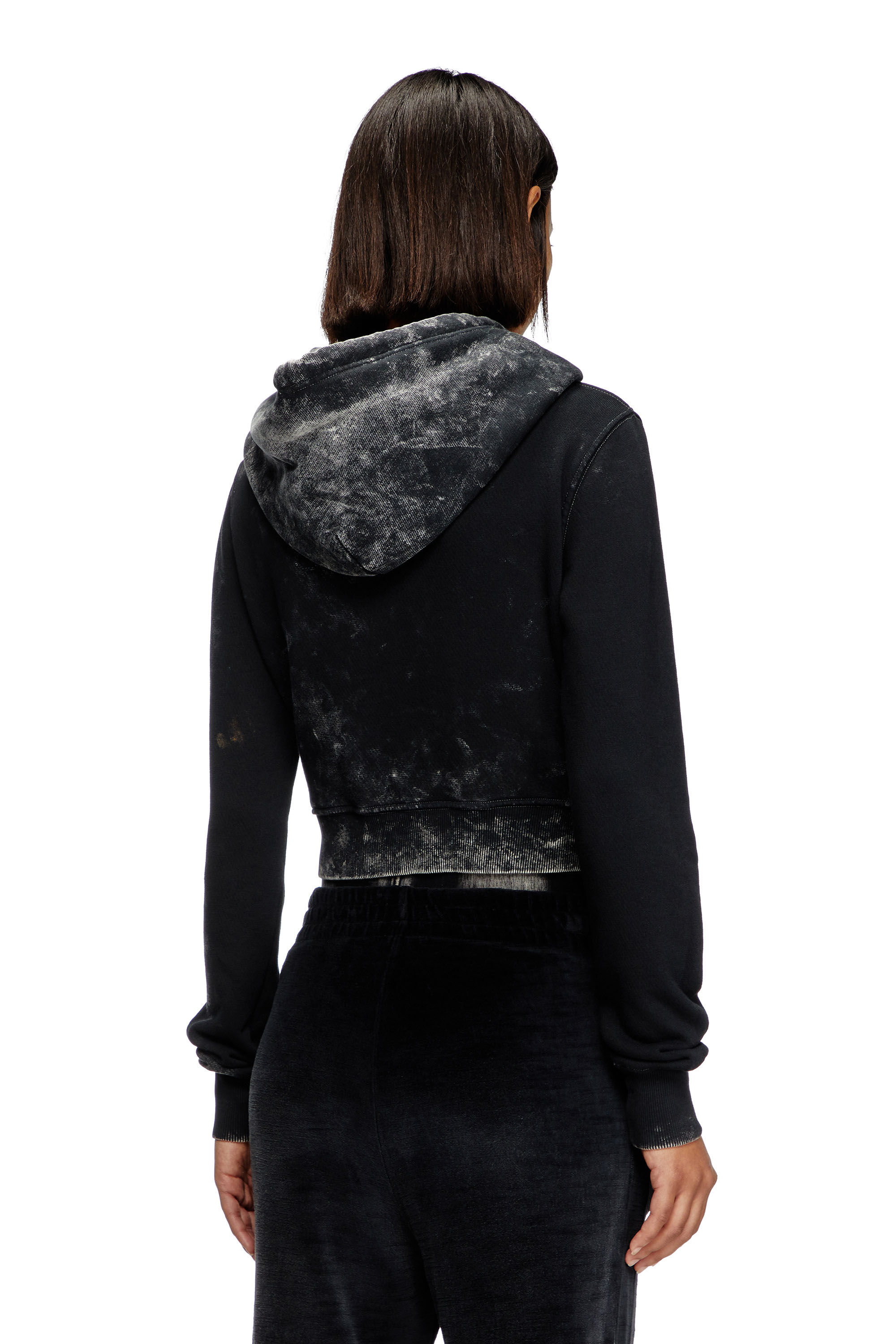 Women's Faded cut-out hoodie with metal logo | Black | Diesel