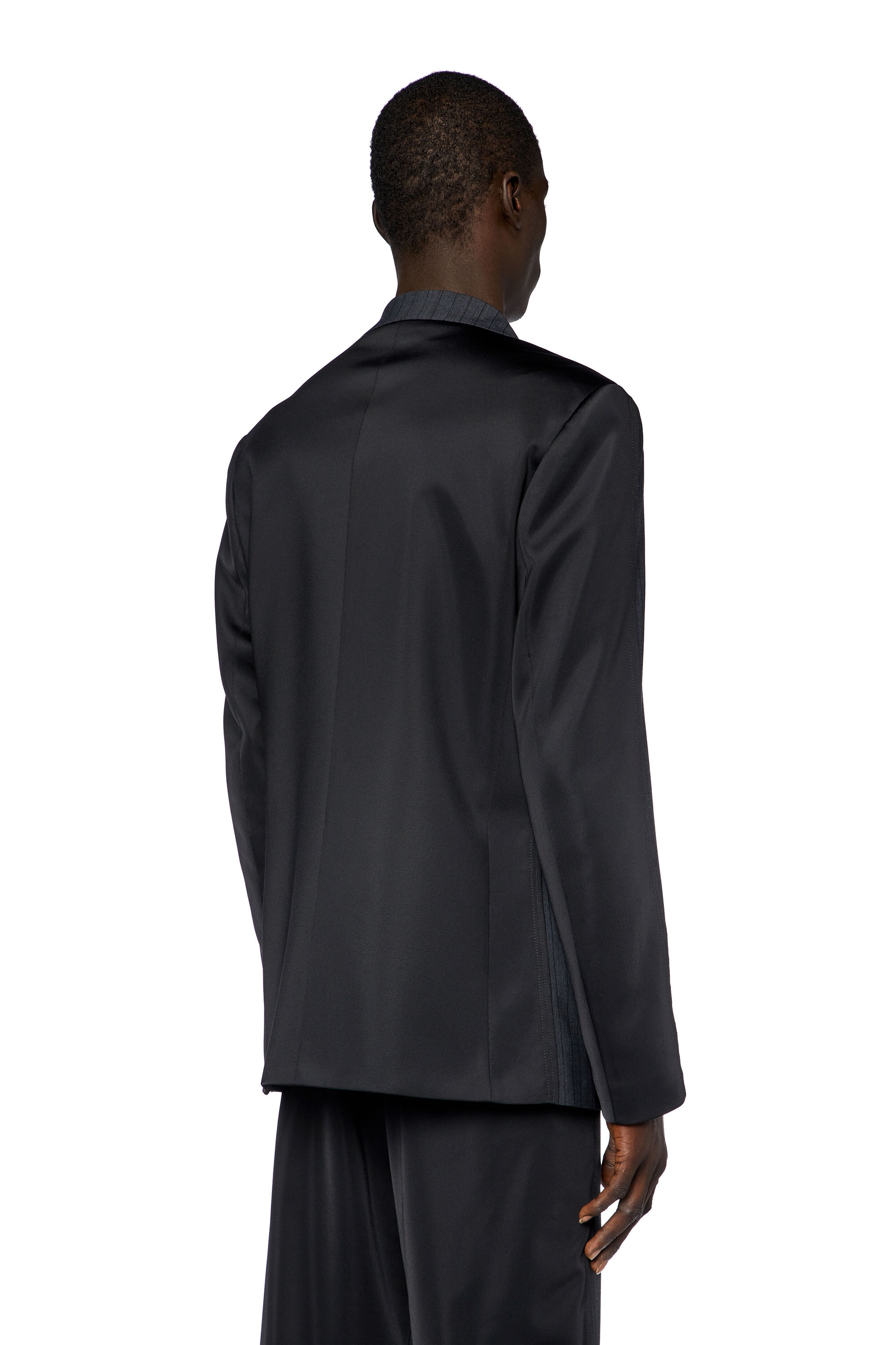 Men s Blazer in pinstriped cool wool and jersey Grey Diesel