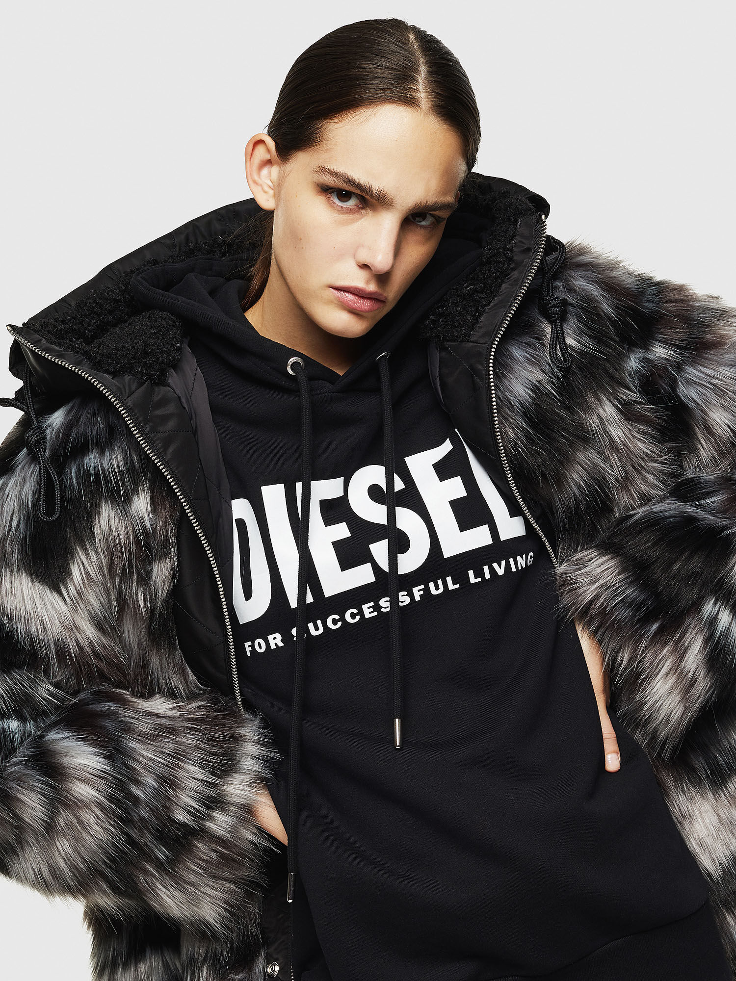 Diesel faux fur top jacket